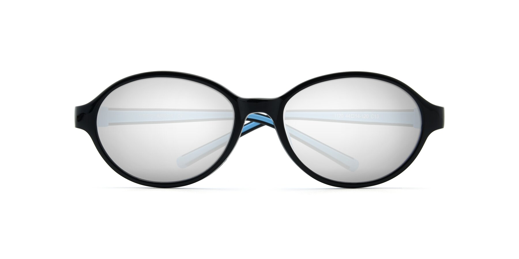 Folded Front of 1120 in Black-Blue with Silver Mirrored Lenses