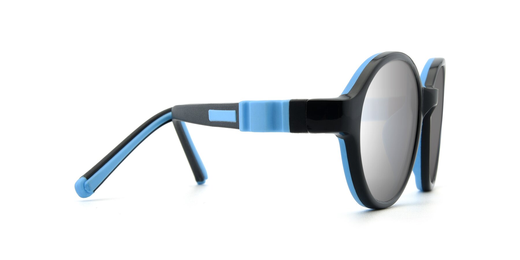 Side of 1120 in Black-Blue with Silver Mirrored Lenses