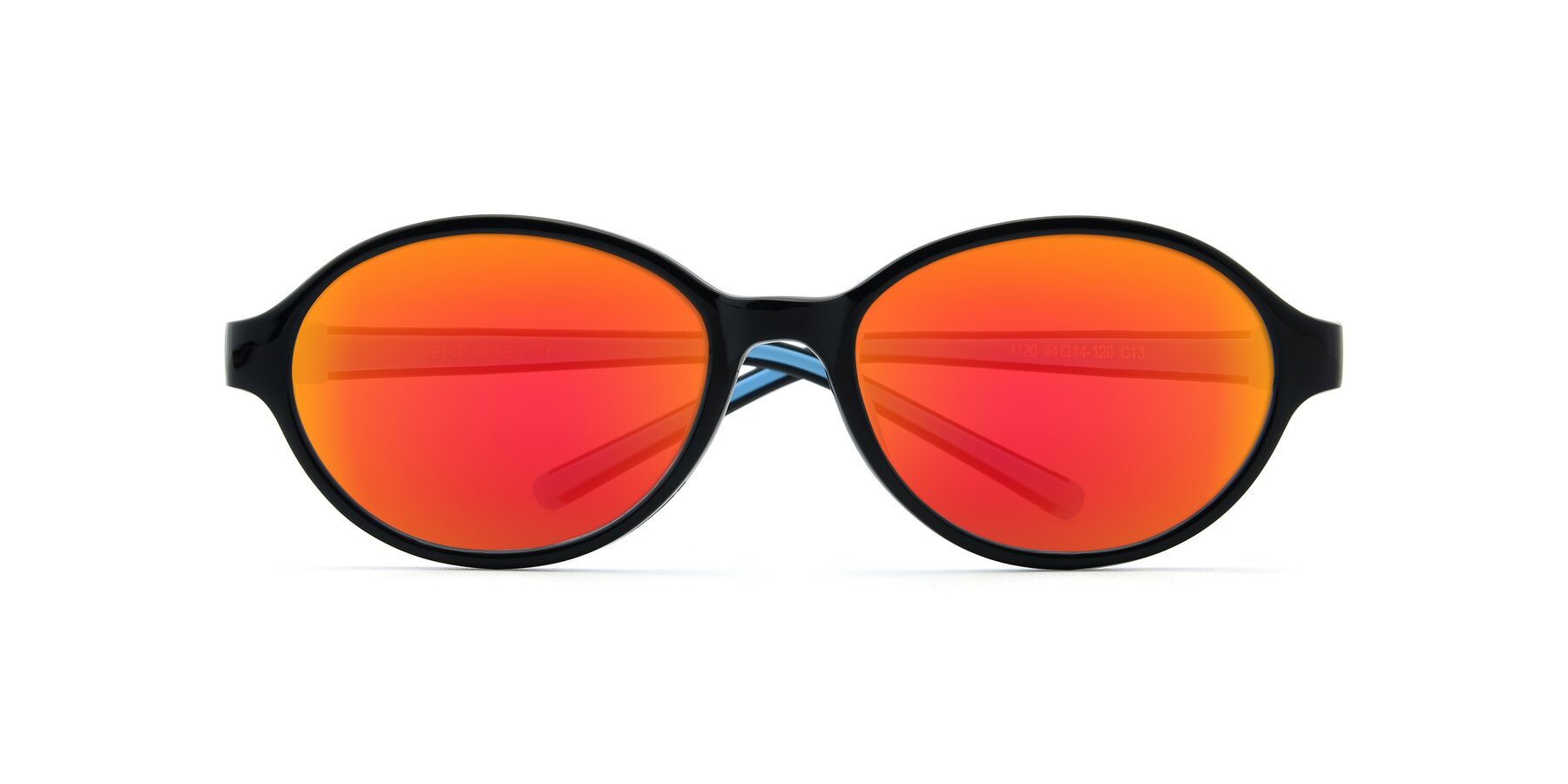 Folded Front of 1120 in Black-Blue with Red Gold Mirrored Lenses