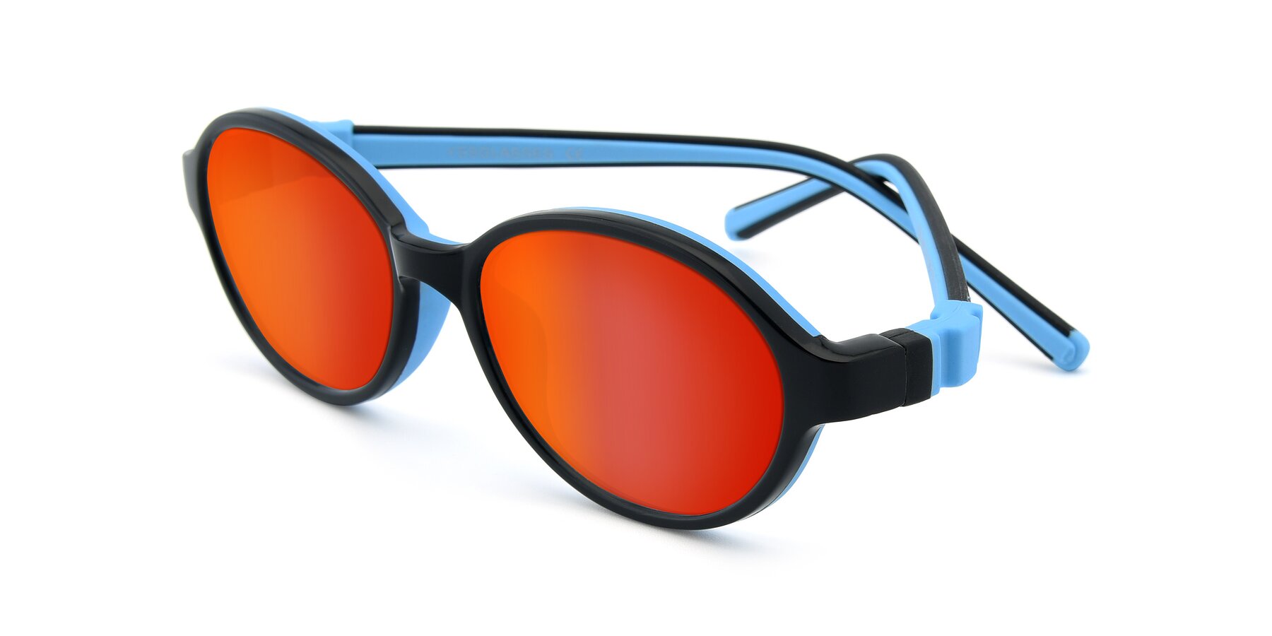 Angle of 1120 in Black-Blue with Red Gold Mirrored Lenses