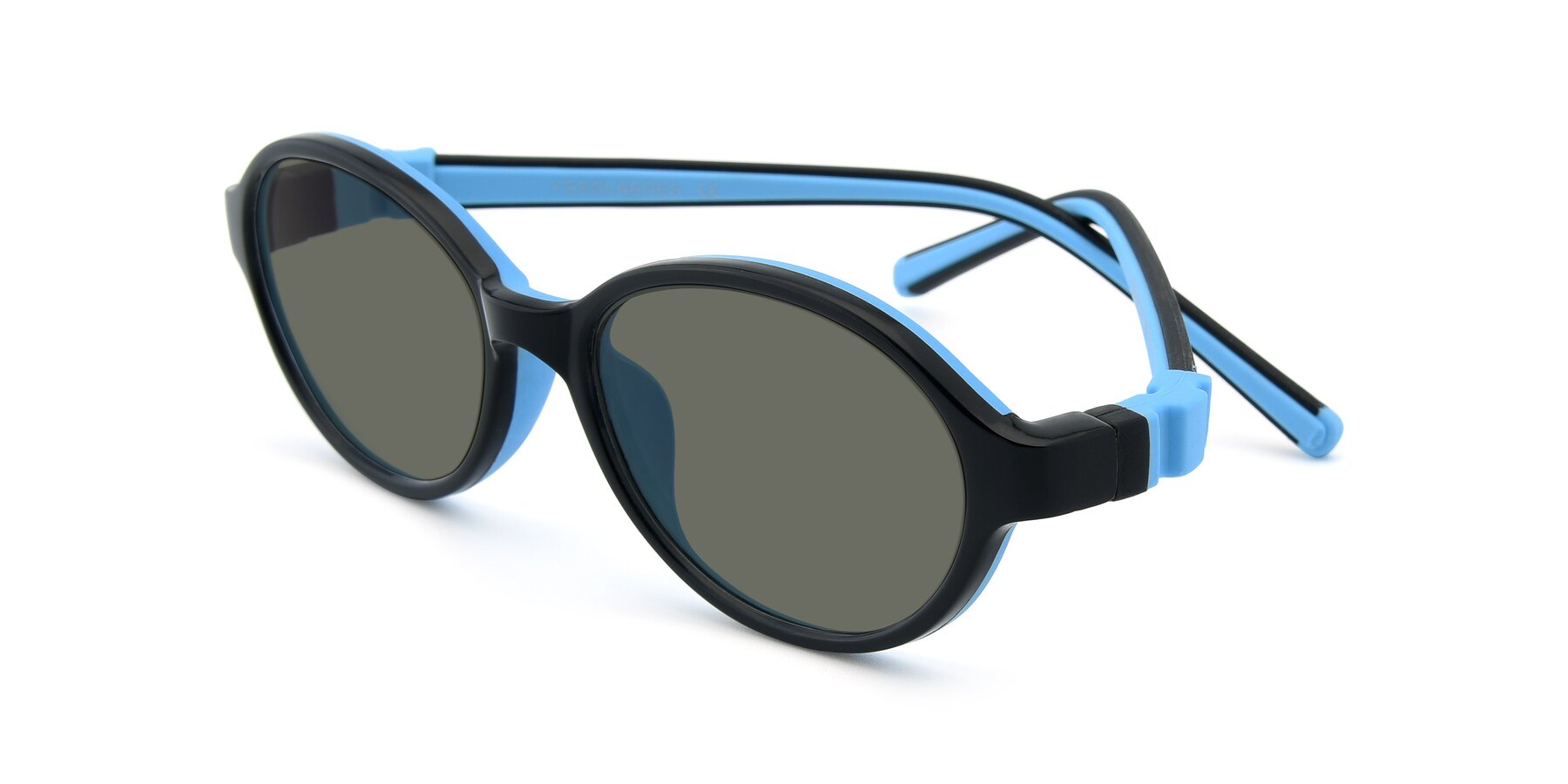 Angle of 1120 in Black-Blue with Gray Polarized Lenses