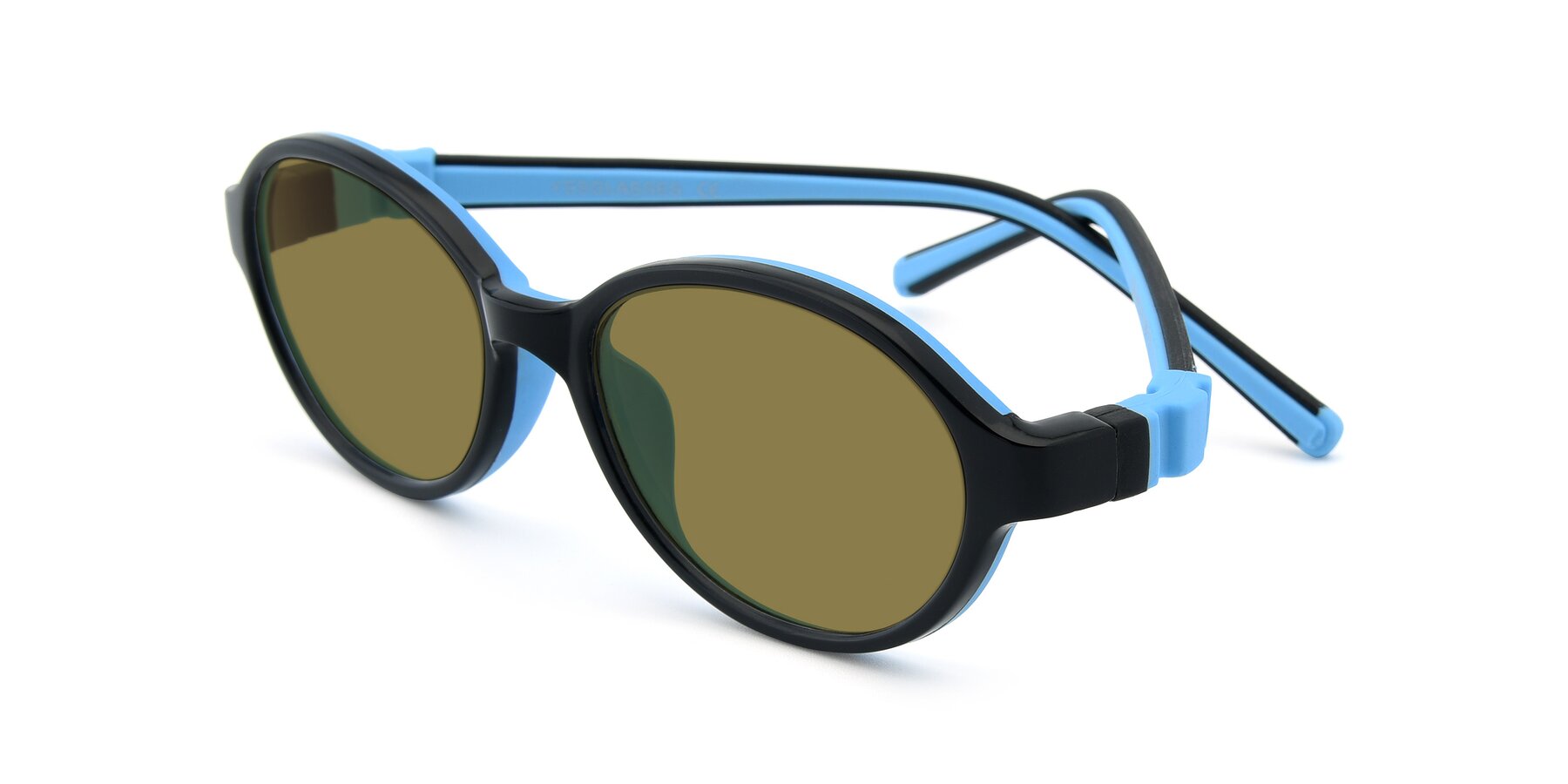 Angle of 1120 in Black-Blue with Brown Polarized Lenses