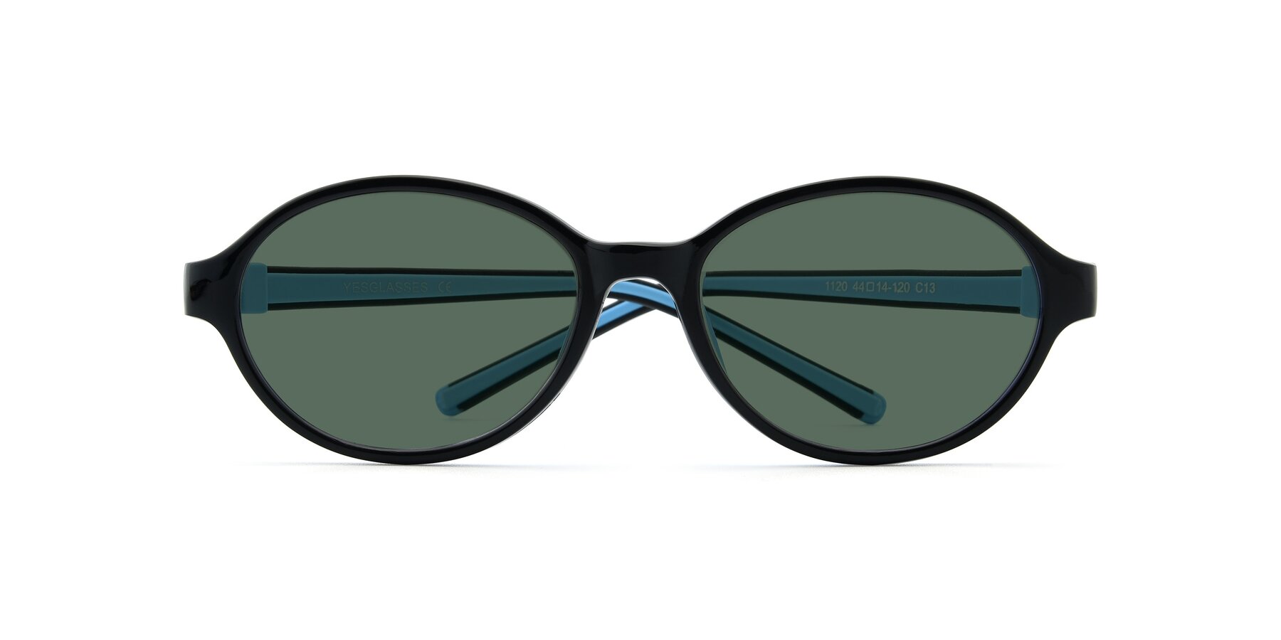 Folded Front of 1120 in Black-Blue with Green Polarized Lenses