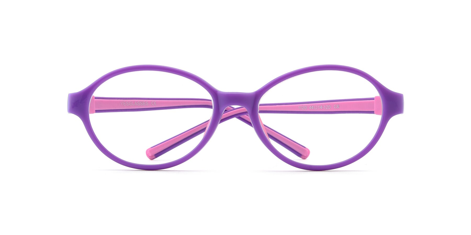 Folded Front of 1120 in Purple-Pink with Clear Eyeglass Lenses