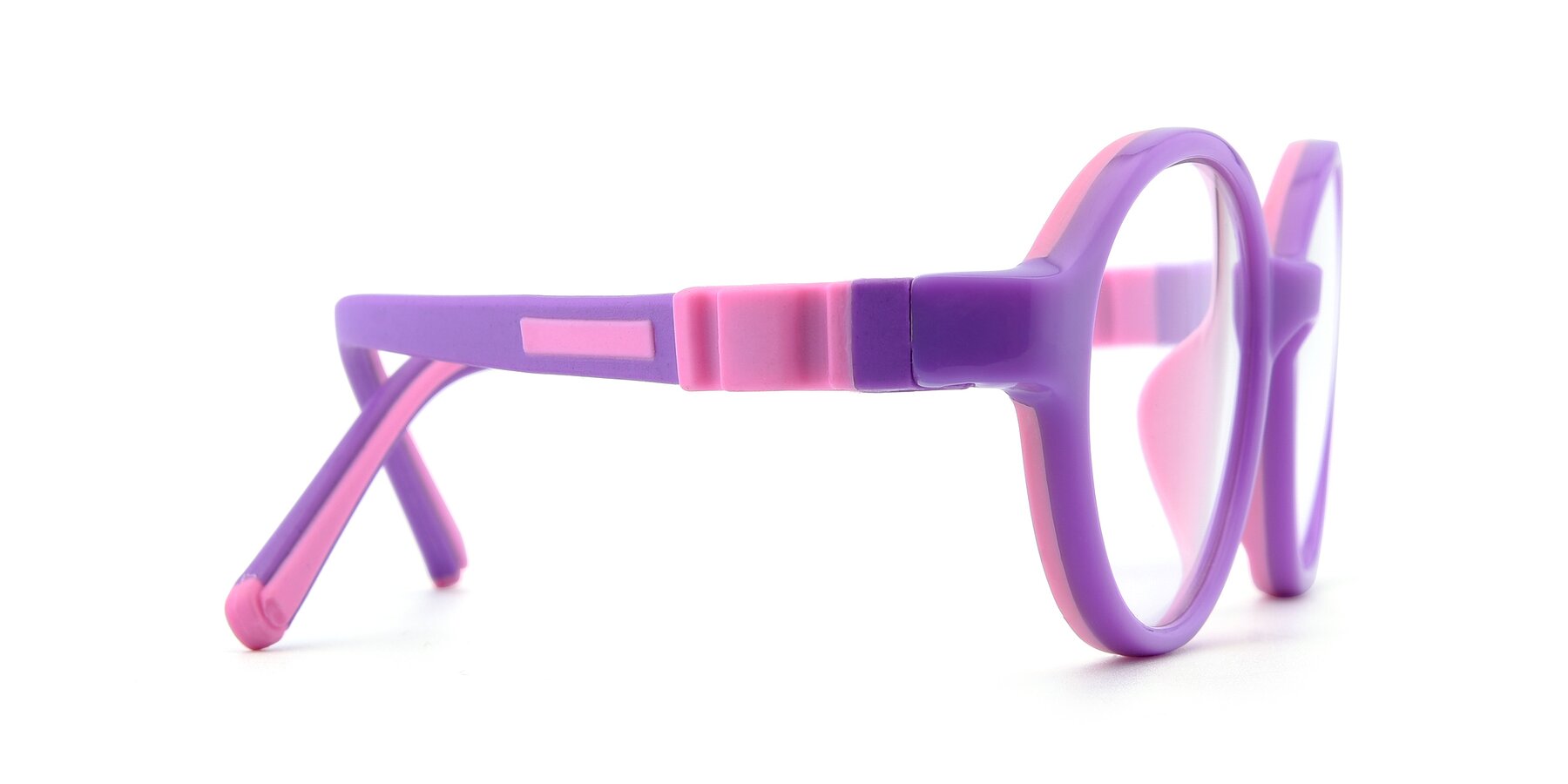 Side of 1120 in Purple-Pink with Clear Eyeglass Lenses