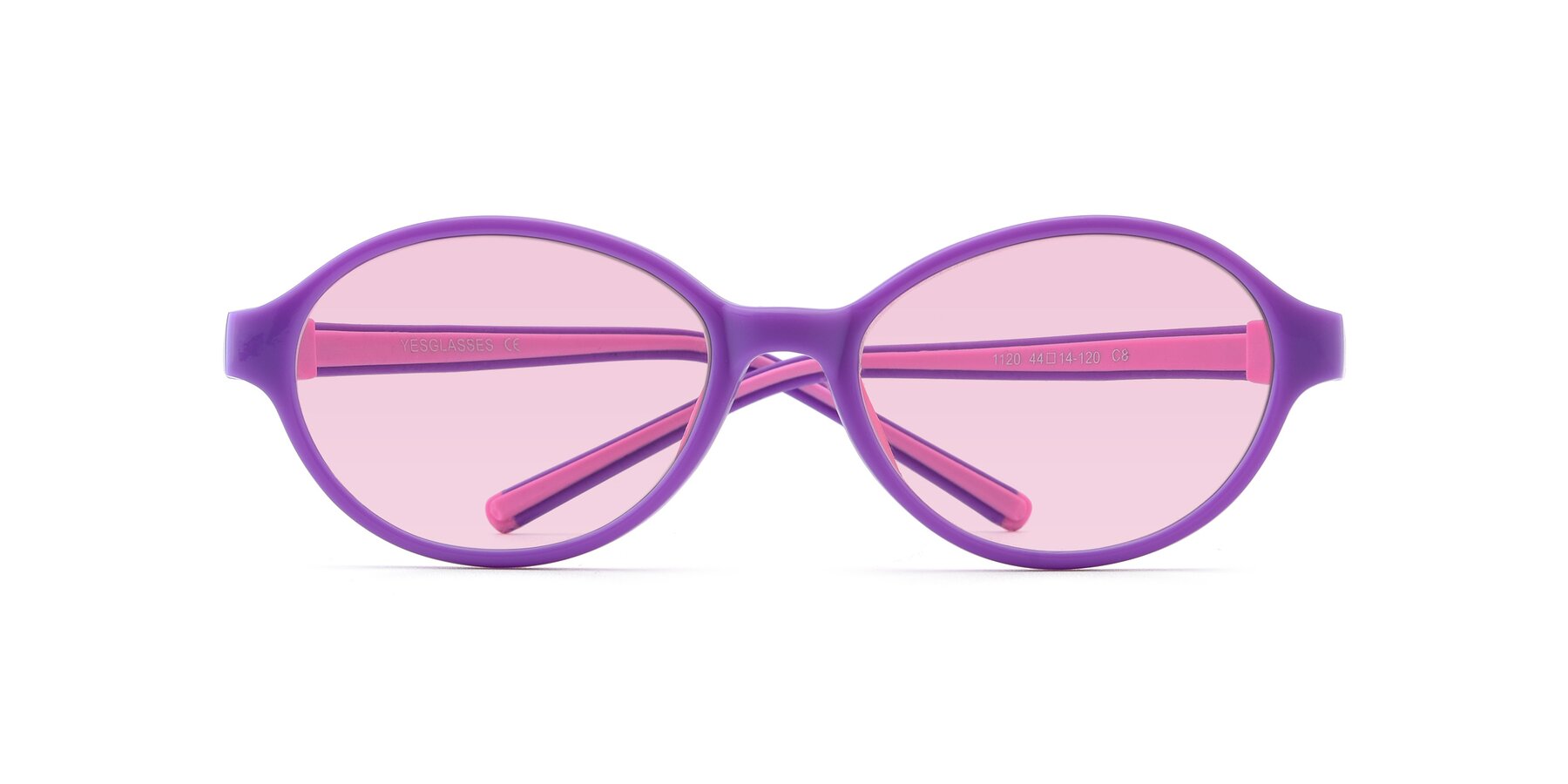 Folded Front of 1120 in Purple-Pink with Light Pink Tinted Lenses