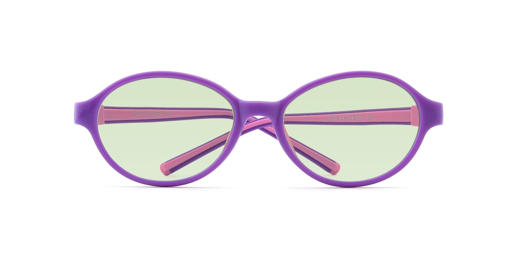 Folded Front of 1120 in Purple-Pink with Light Green Tinted Lenses