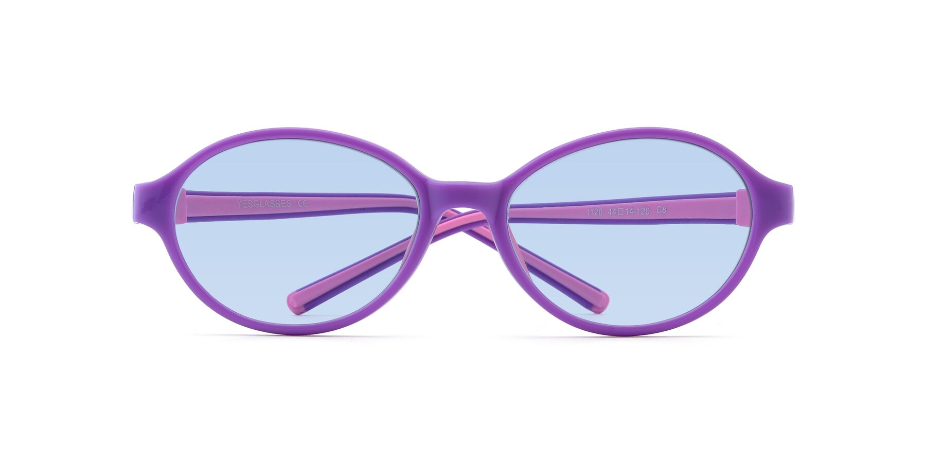 Folded Front of 1120 in Purple-Pink with Light Blue Tinted Lenses