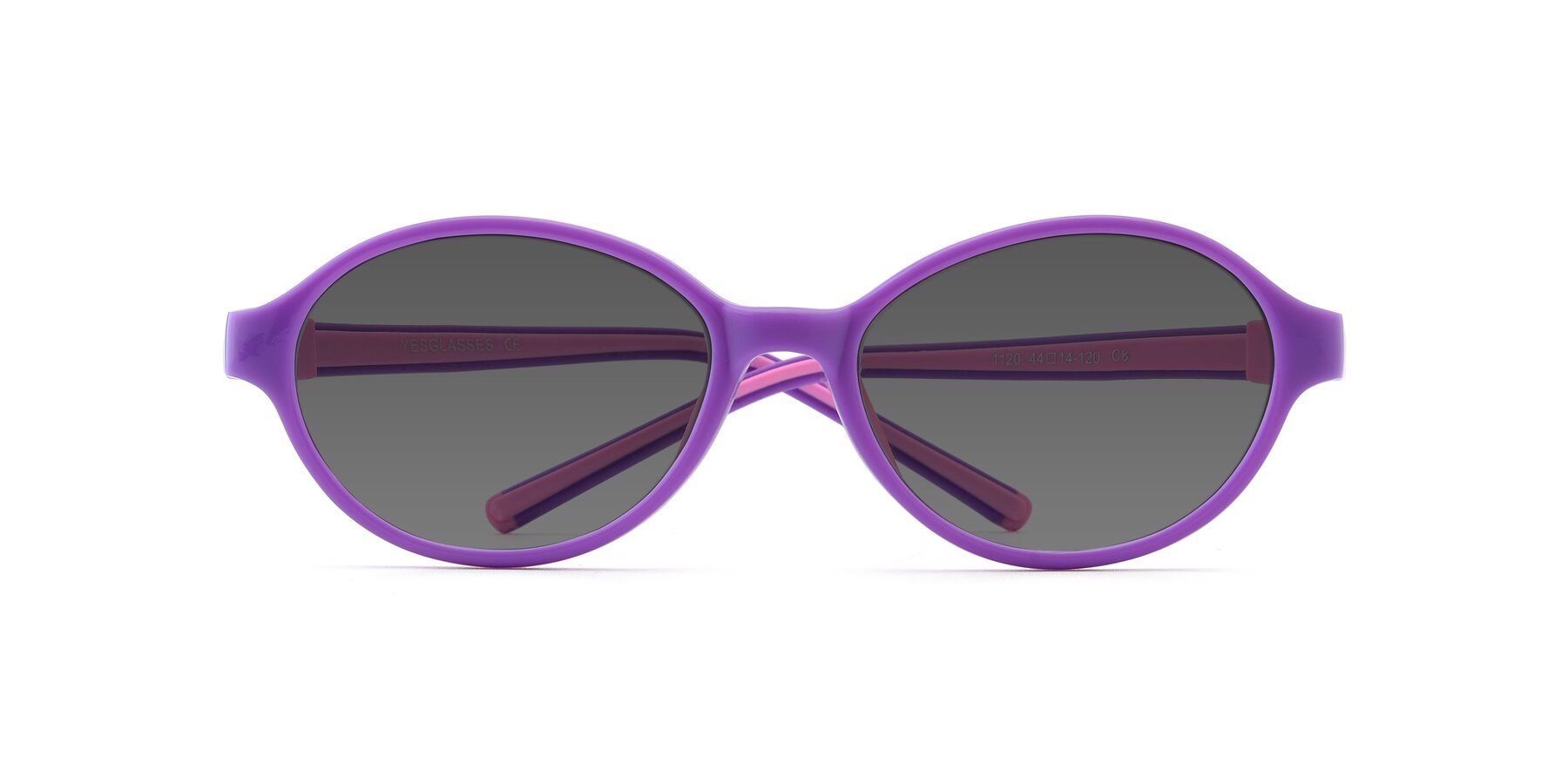 Folded Front of 1120 in Purple-Pink with Medium Gray Tinted Lenses