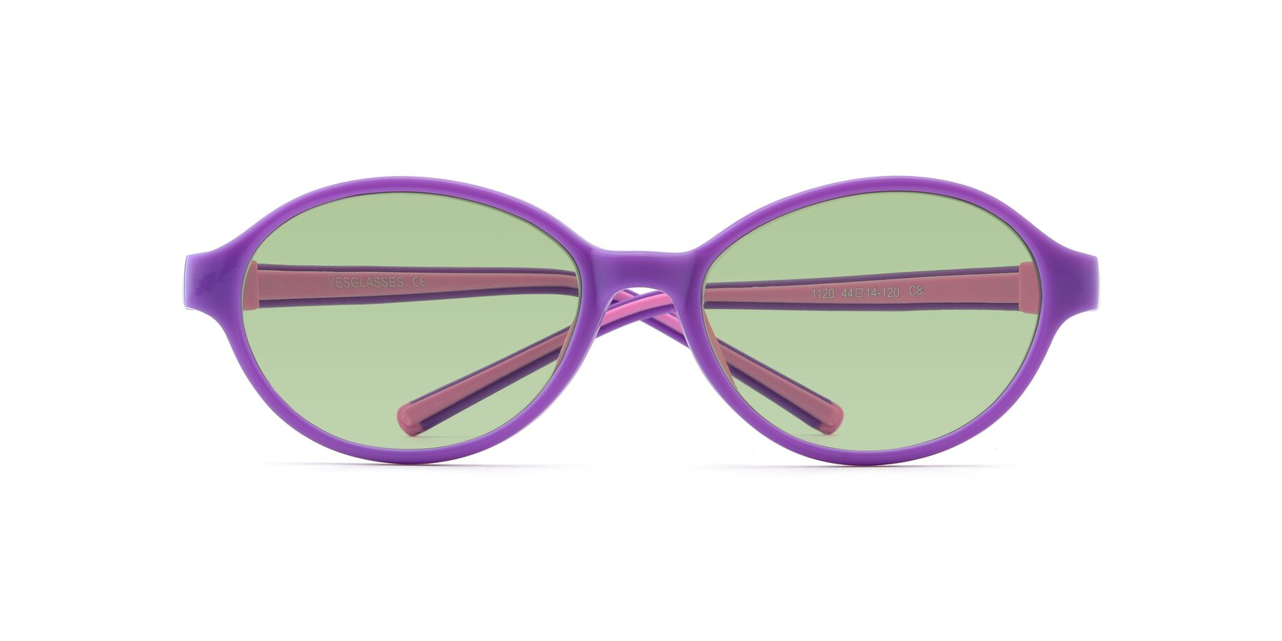 Folded Front of 1120 in Purple-Pink with Medium Green Tinted Lenses