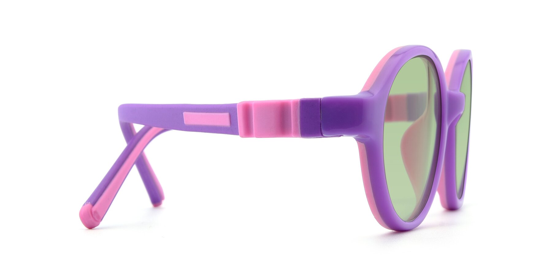 Side of 1120 in Purple-Pink with Medium Green Tinted Lenses