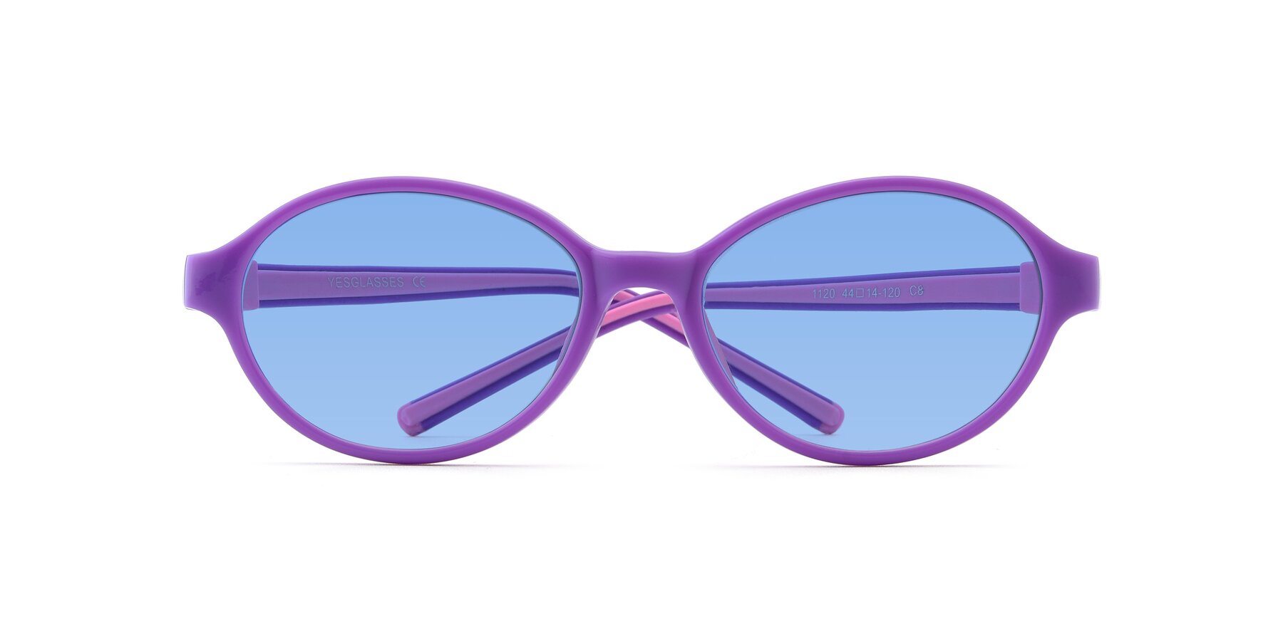 Folded Front of 1120 in Purple-Pink with Medium Blue Tinted Lenses