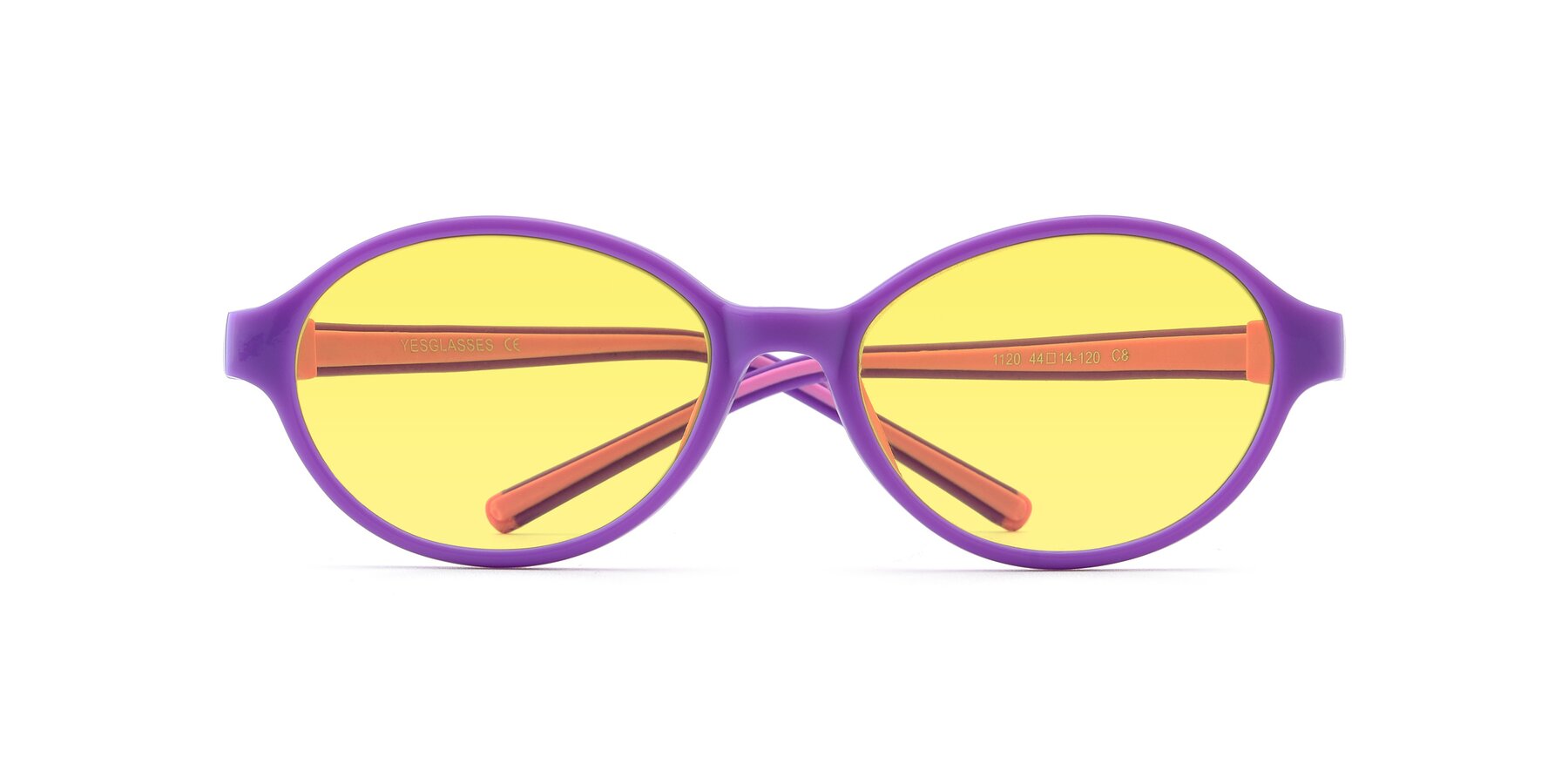 Folded Front of 1120 in Purple-Pink with Medium Yellow Tinted Lenses