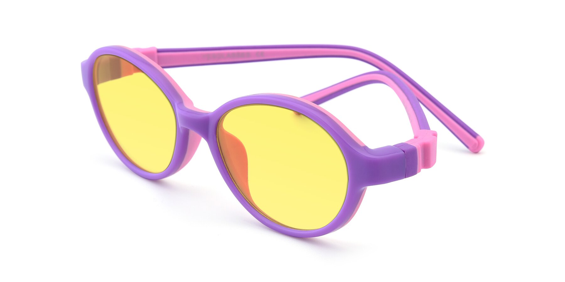 Angle of 1120 in Purple-Pink with Medium Yellow Tinted Lenses