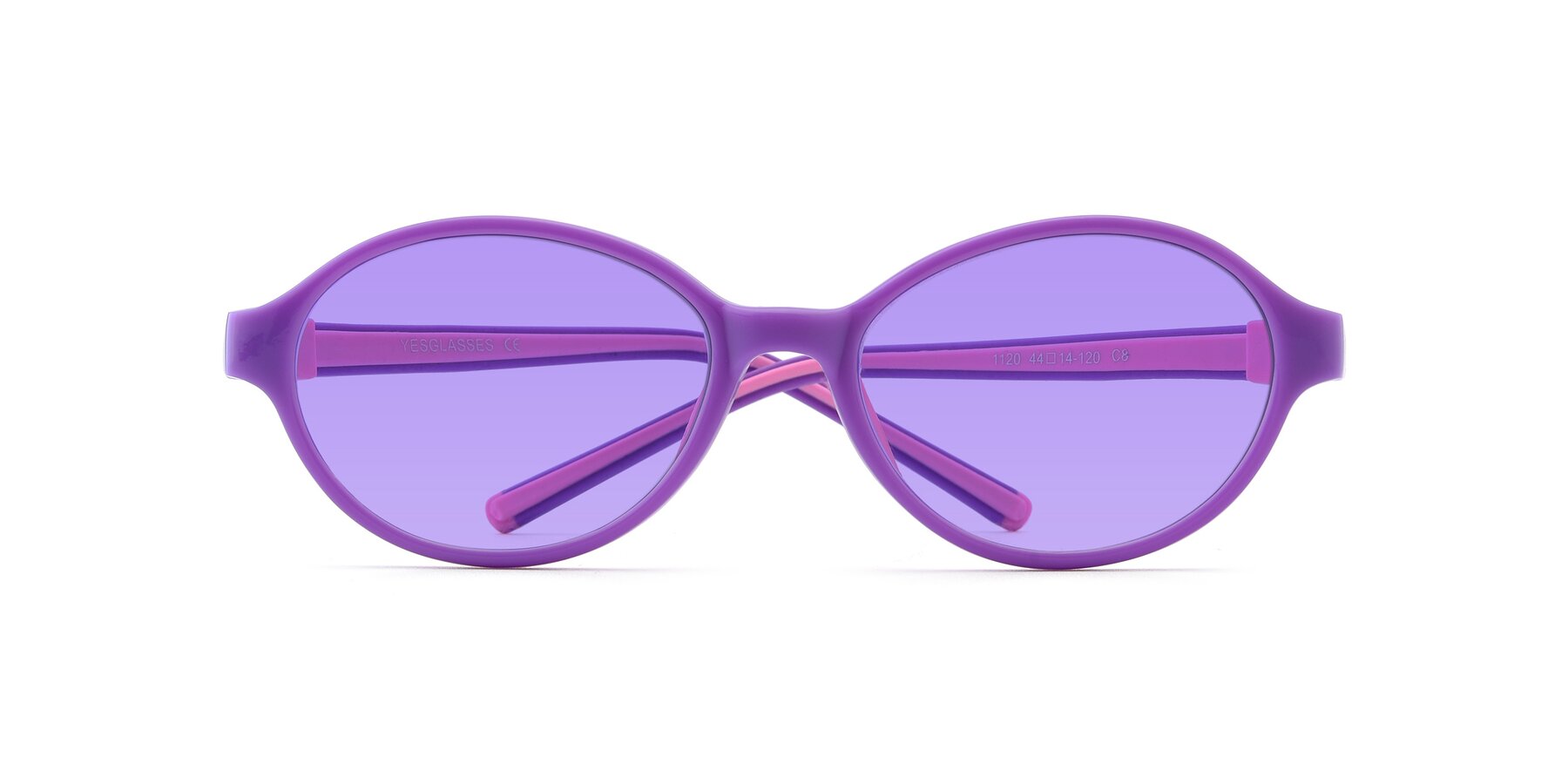 Folded Front of 1120 in Purple-Pink with Medium Purple Tinted Lenses