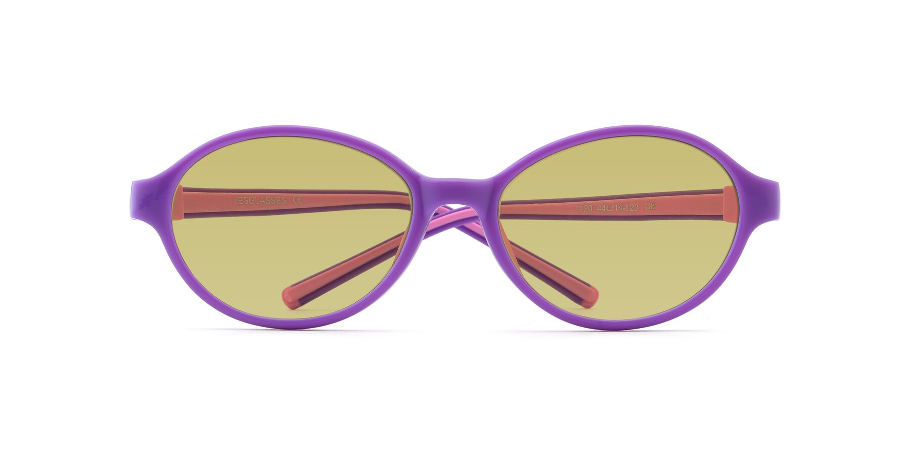 Folded Front of 1120 in Purple-Pink with Medium Champagne Tinted Lenses
