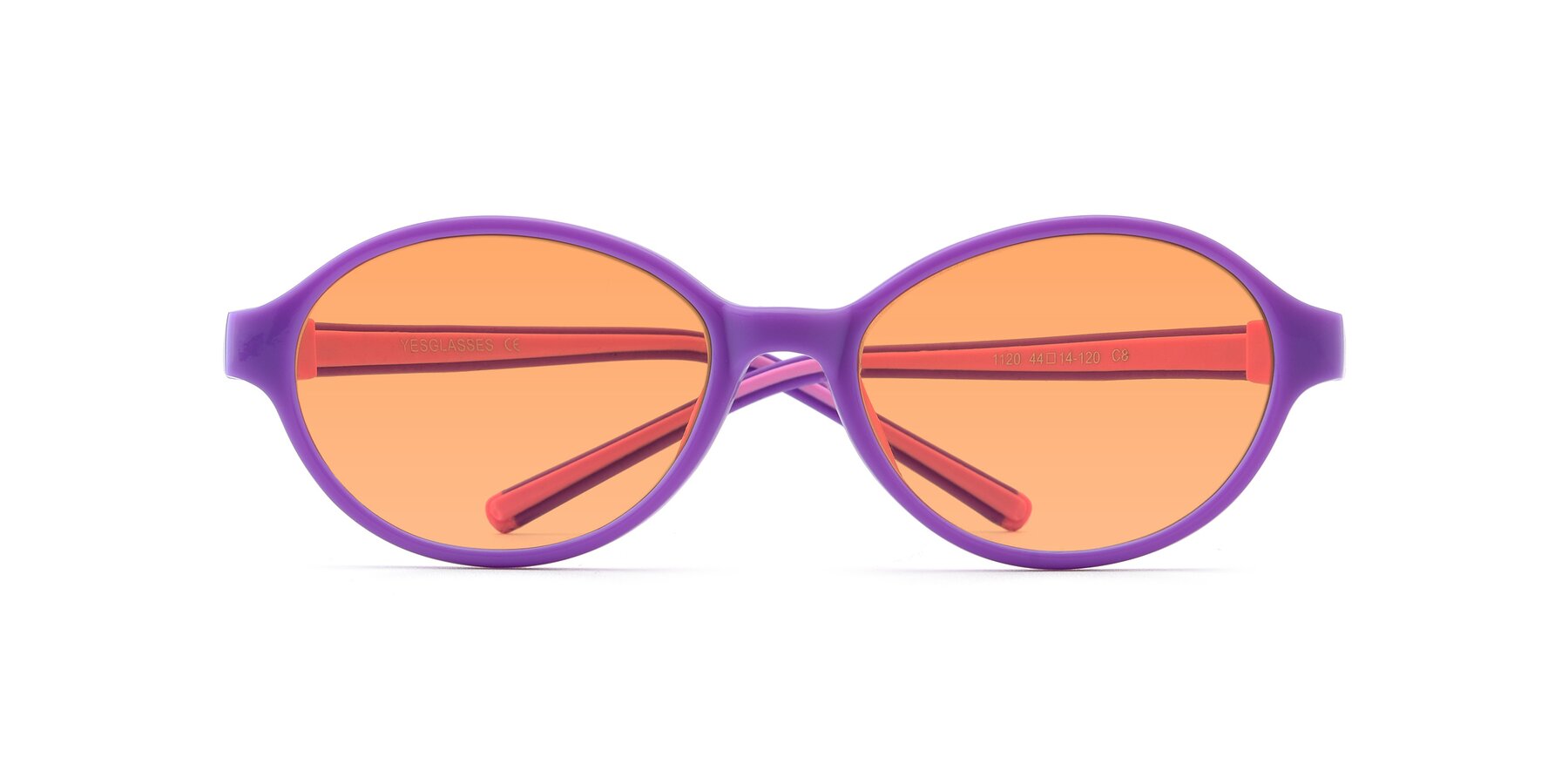 Folded Front of 1120 in Purple-Pink with Medium Orange Tinted Lenses