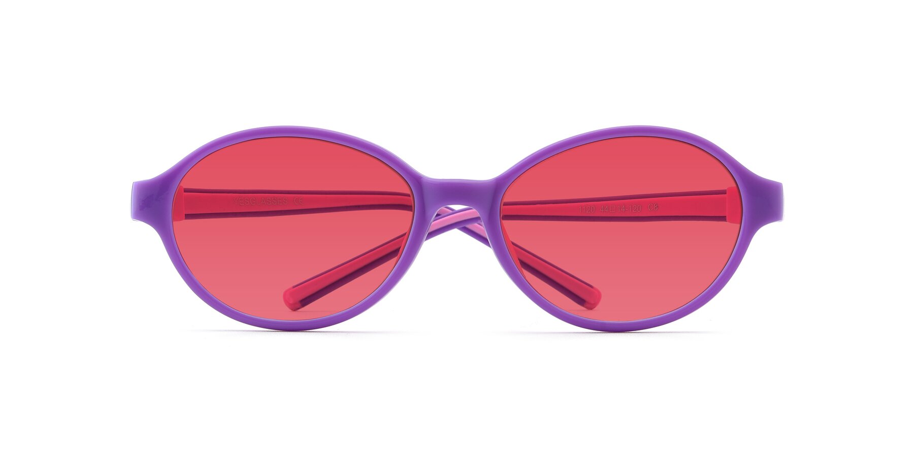 Folded Front of 1120 in Purple-Pink with Red Tinted Lenses