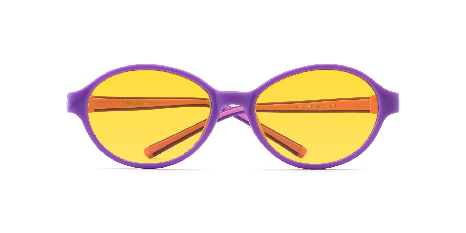 Folded Front of 1120 in Purple-Pink with Yellow Tinted Lenses