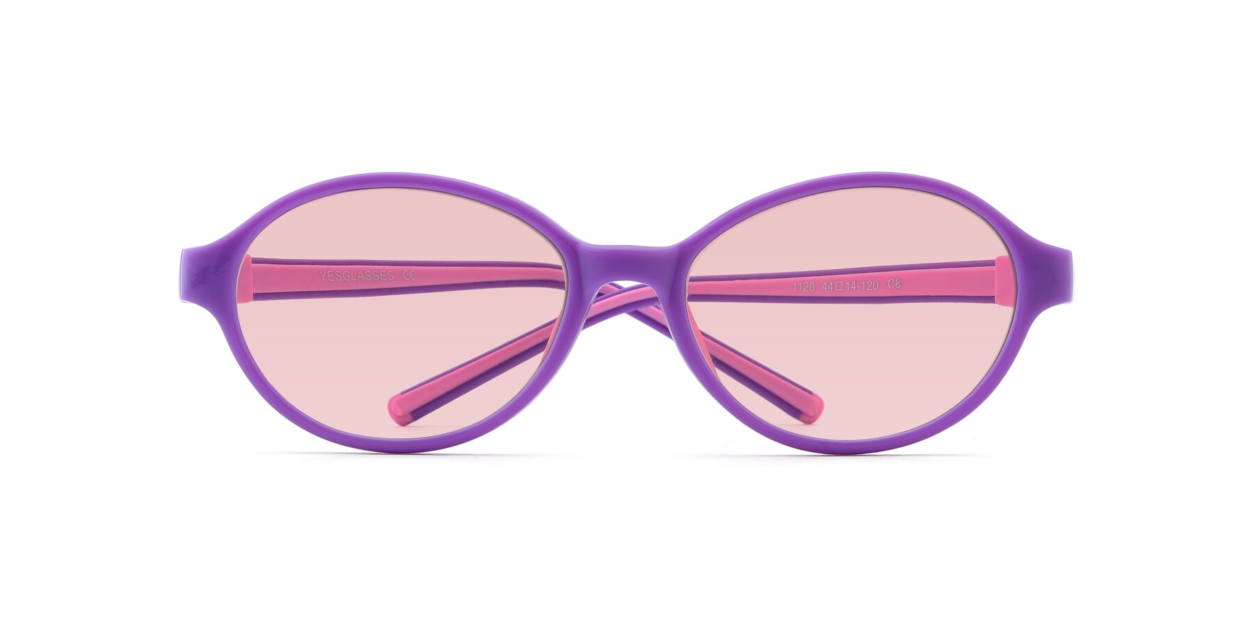 Folded Front of 1120 in Purple-Pink with Light Garnet Tinted Lenses