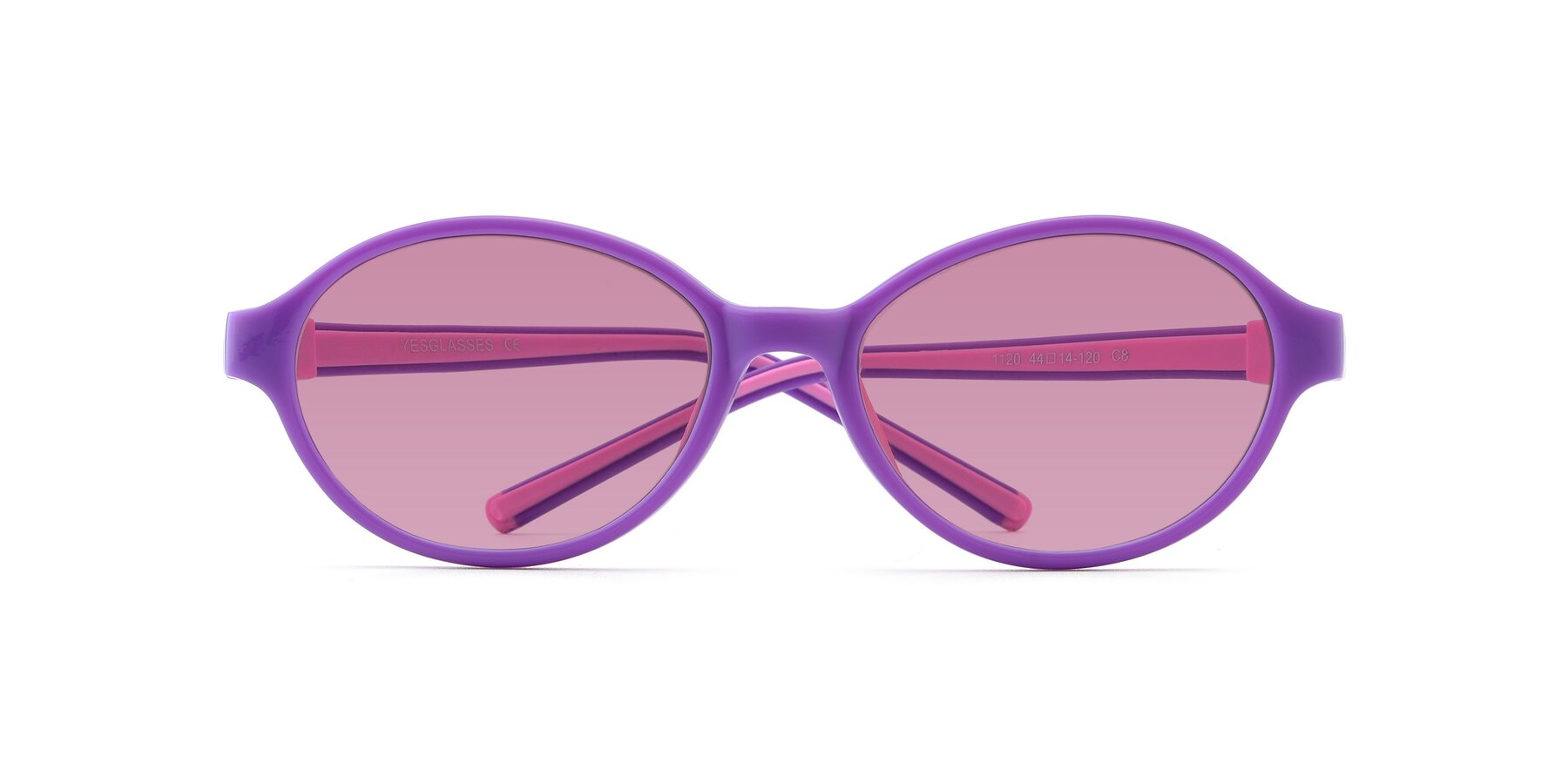 Folded Front of 1120 in Purple-Pink with Medium Wine Tinted Lenses