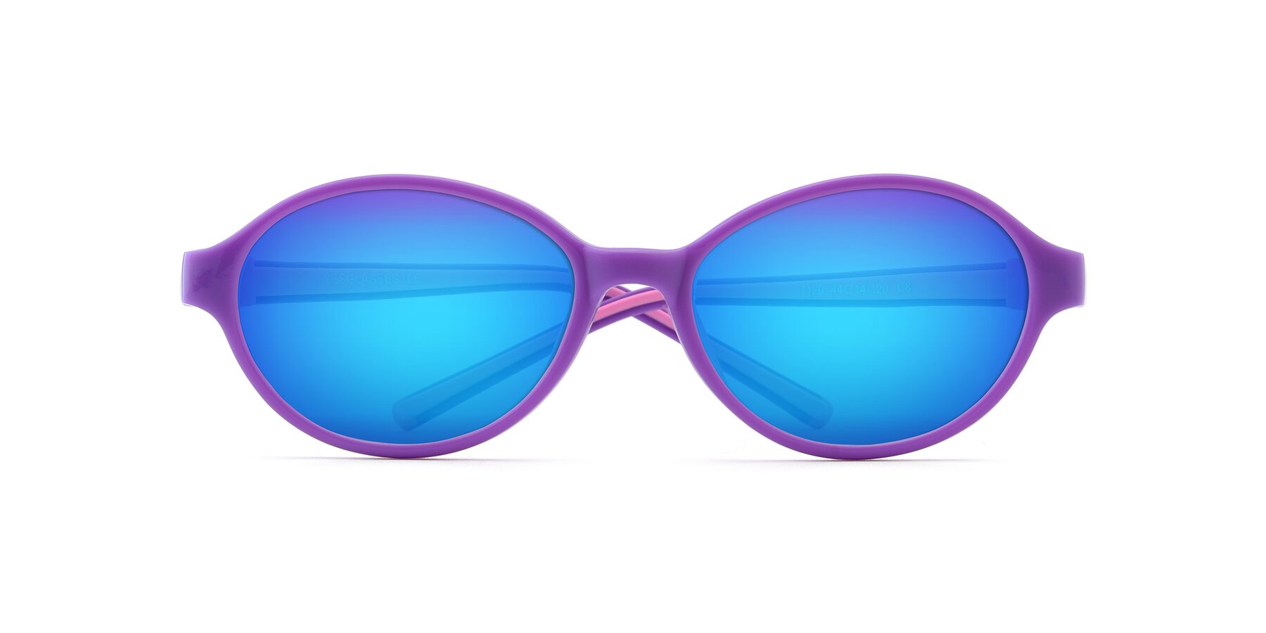 Folded Front of 1120 in Purple-Pink with Blue Mirrored Lenses