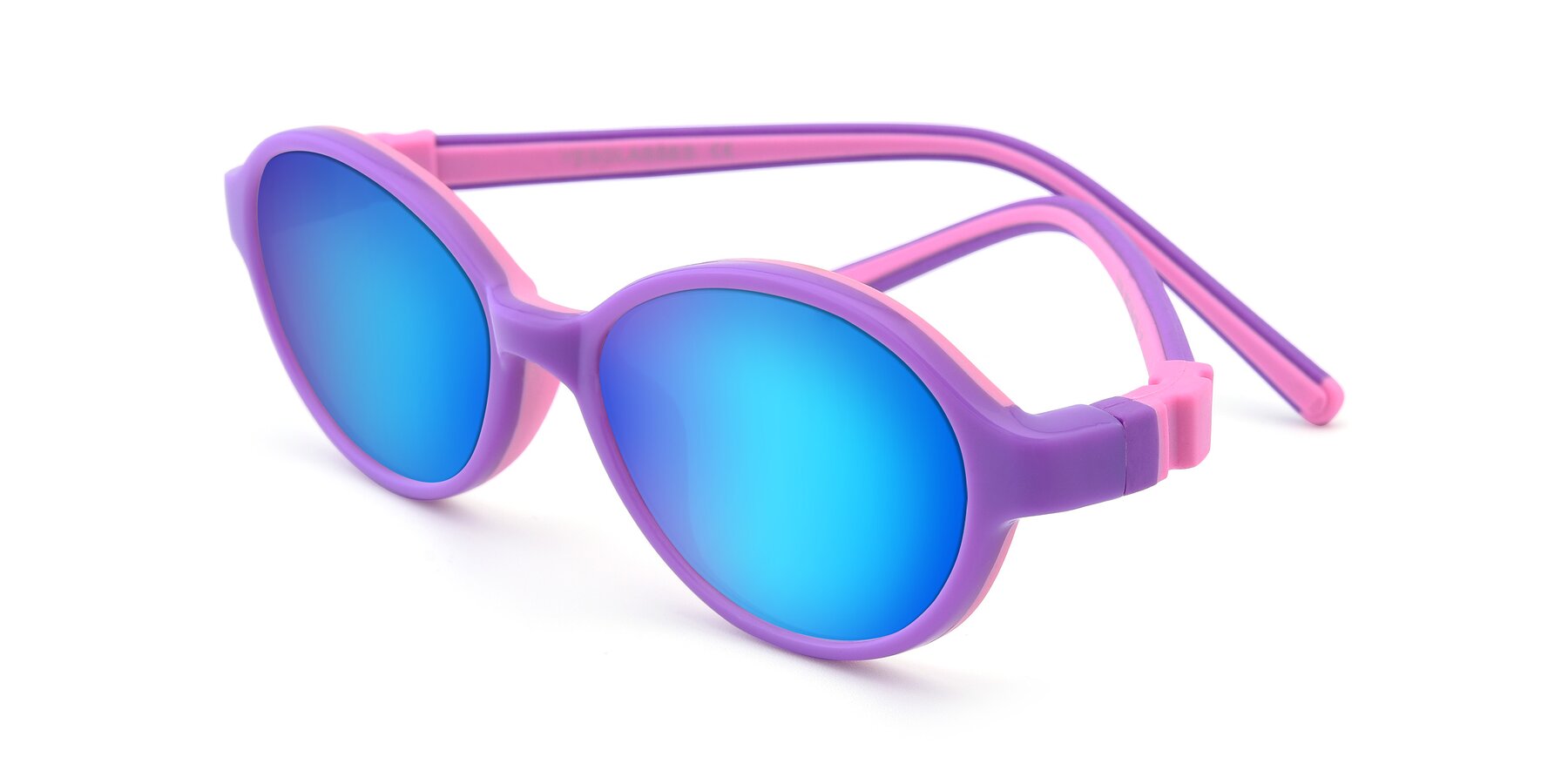 Angle of 1120 in Purple-Pink with Blue Mirrored Lenses