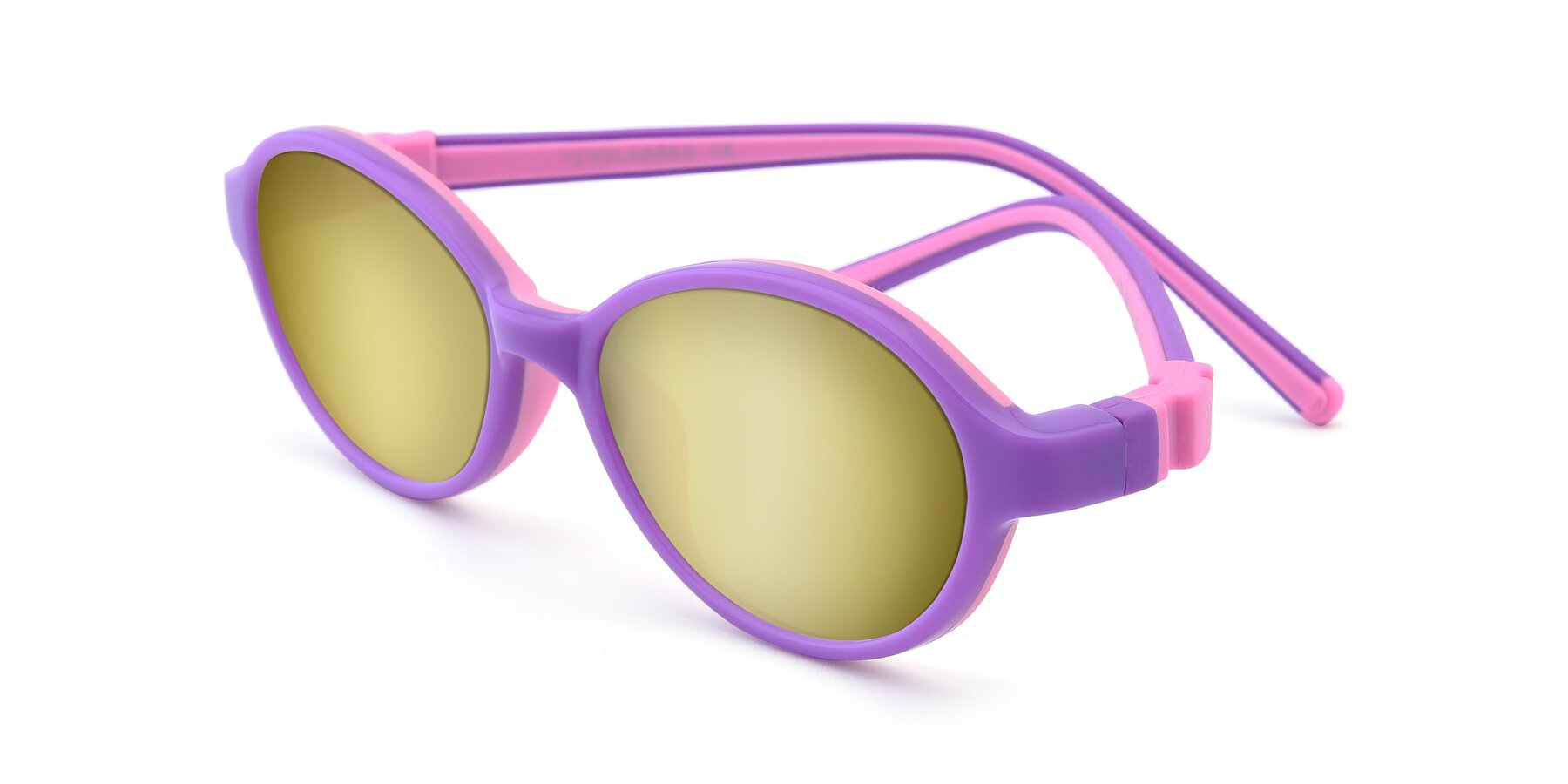 Angle of 1120 in Purple-Pink with Gold Mirrored Lenses