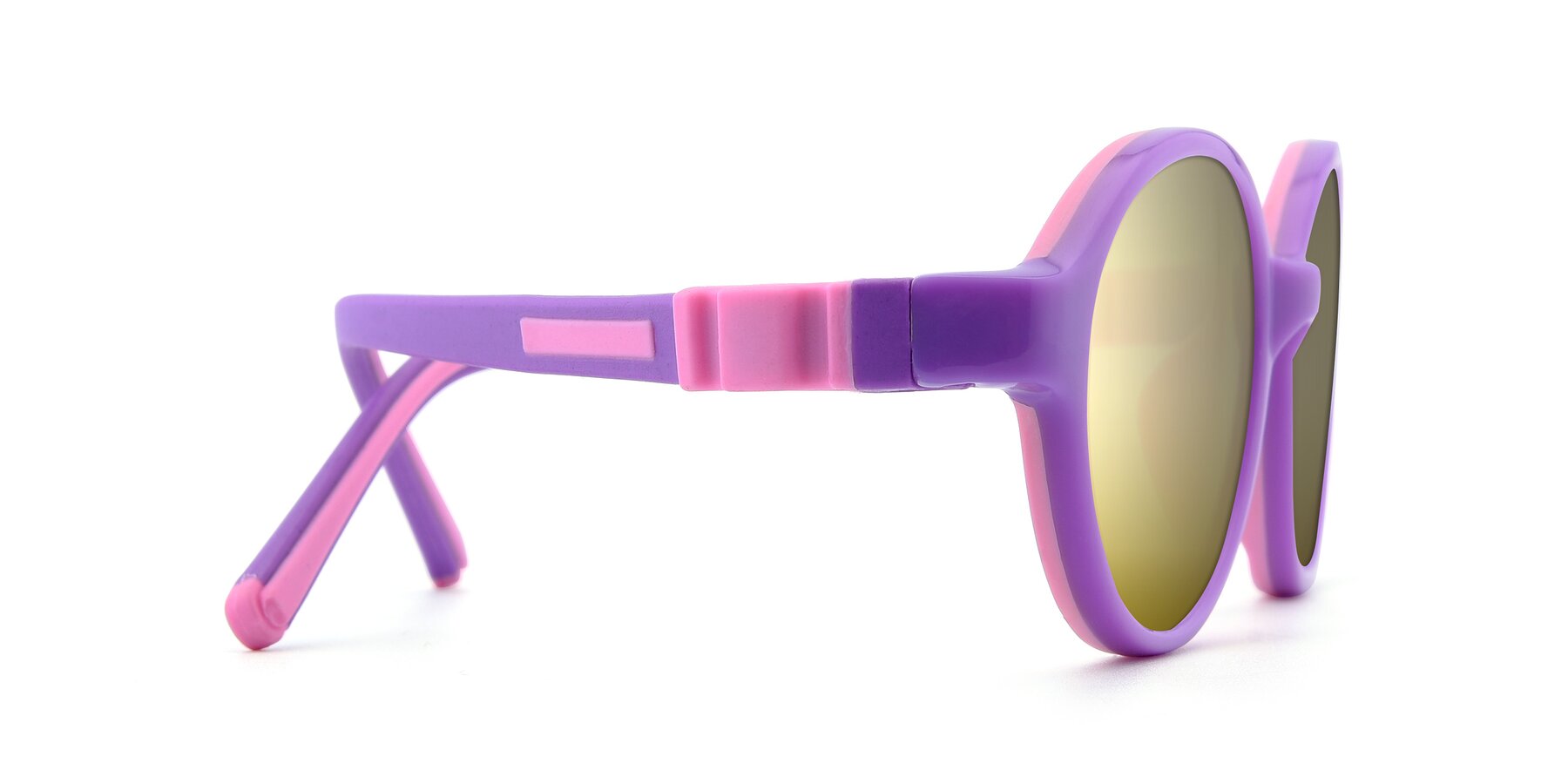 Side of 1120 in Purple-Pink with Gold Mirrored Lenses