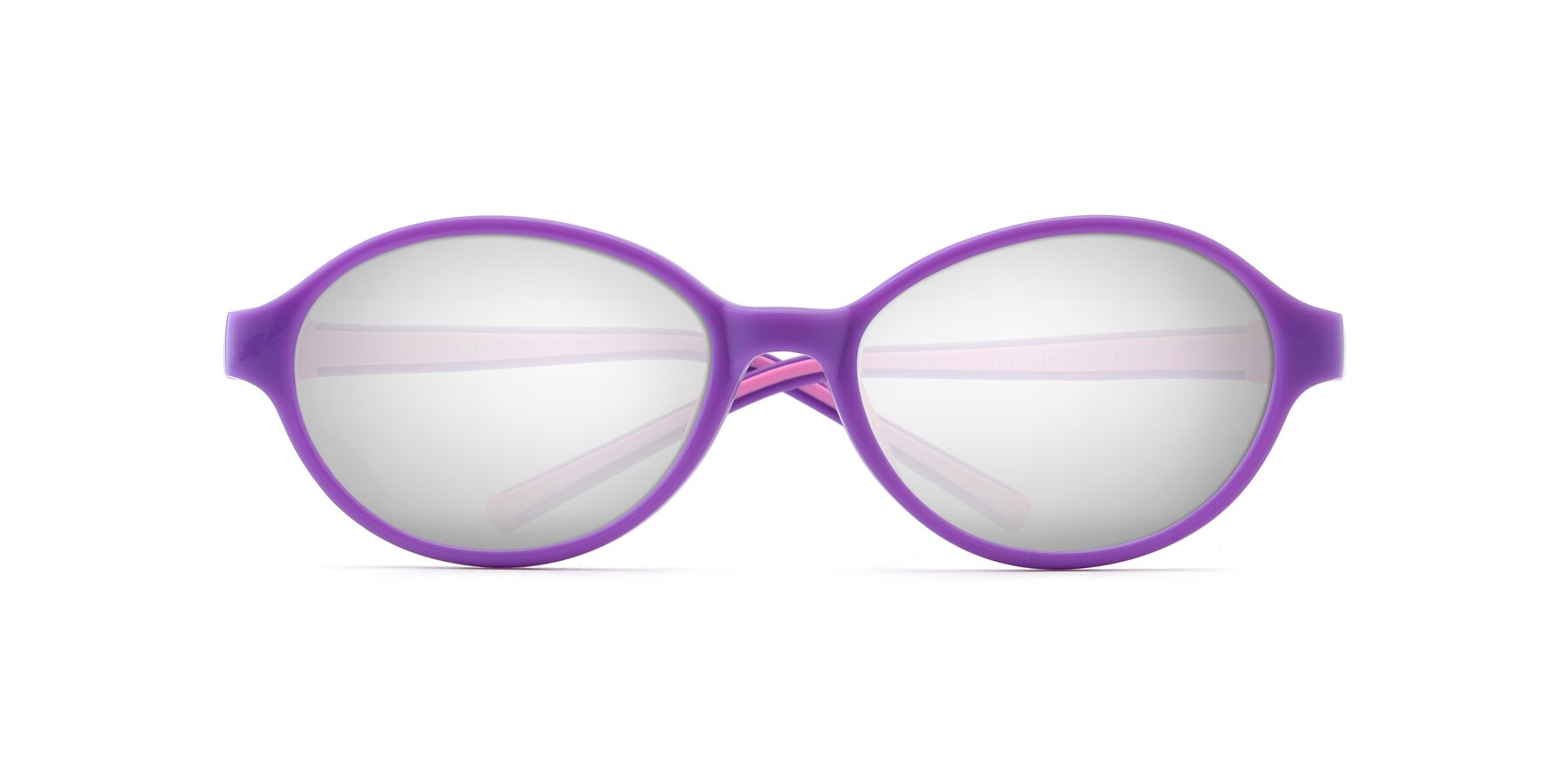 Folded Front of 1120 in Purple-Pink with Silver Mirrored Lenses