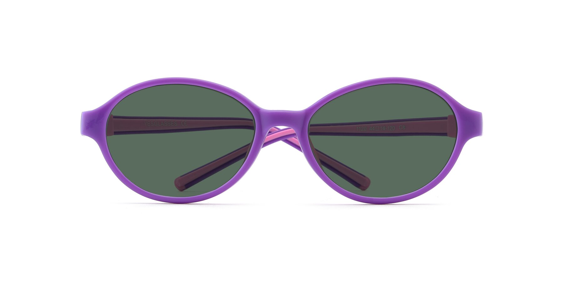Folded Front of 1120 in Purple-Pink with Green Polarized Lenses