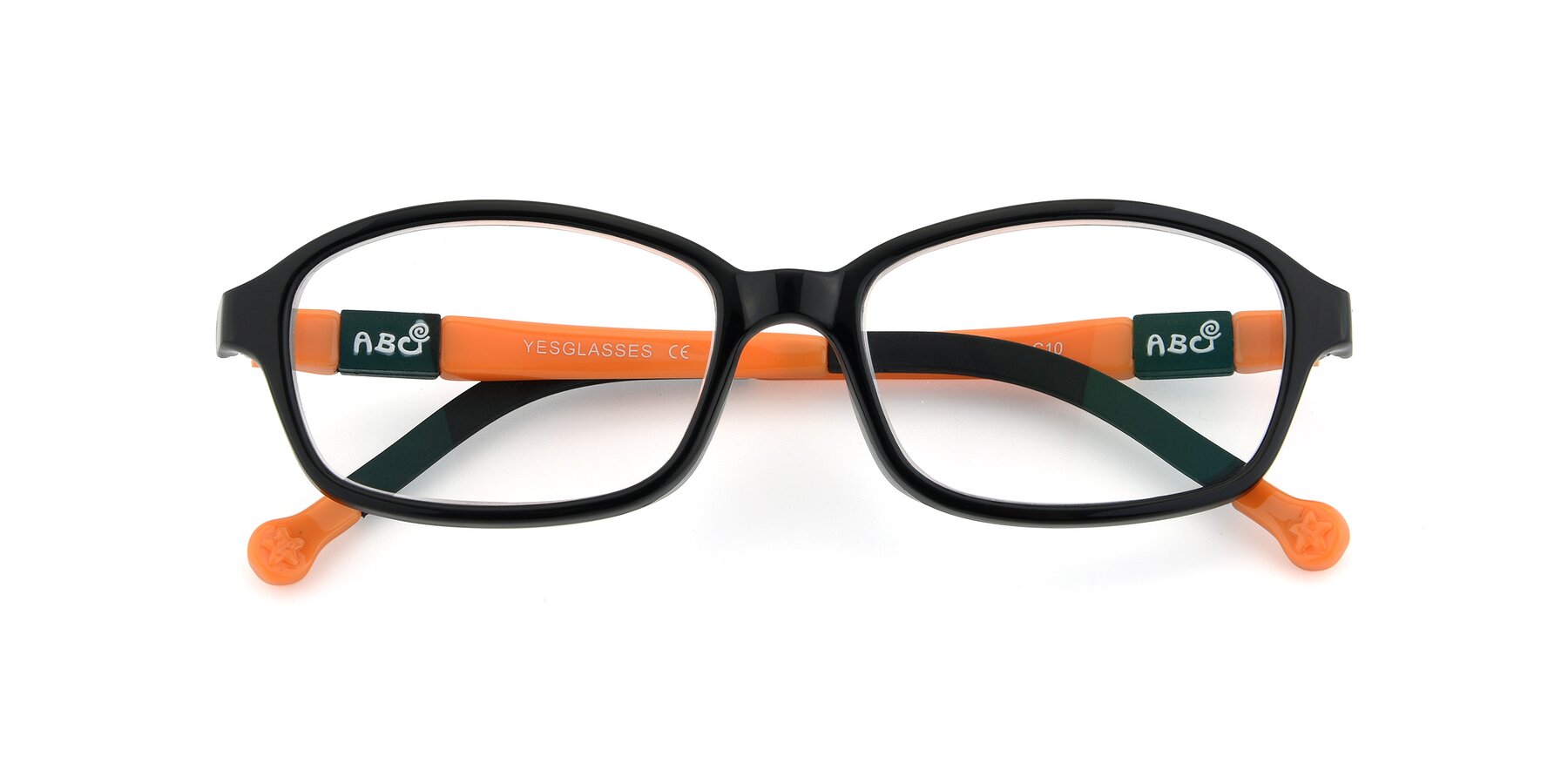 Folded Front of 533 in Black-Orange with Clear Blue Light Blocking Lenses