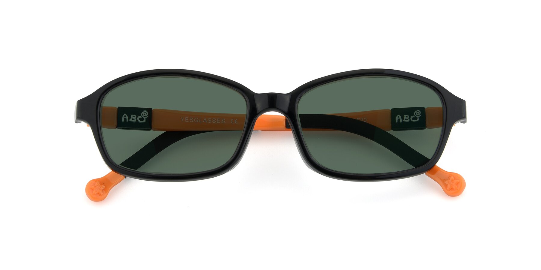 Folded Front of 533 in Black-Orange with Green Polarized Lenses