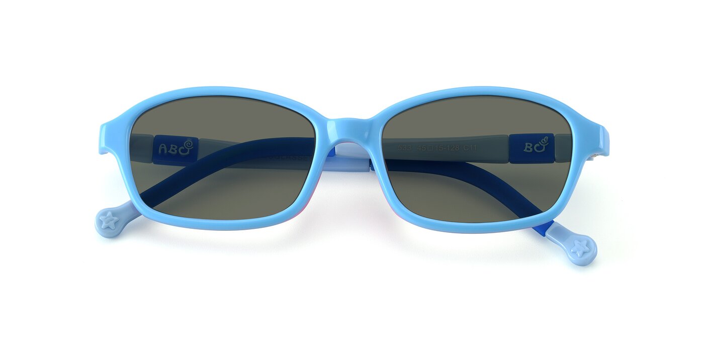 533 - Sky Blue / Navy Polarized Sunglasses