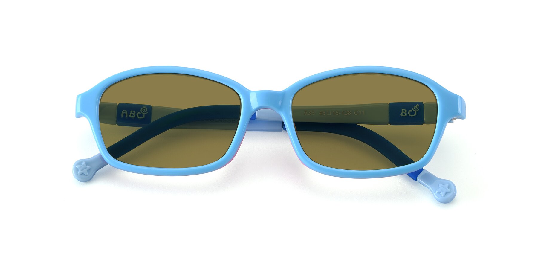 Folded Front of 533 in Sky Blue-Navy with Brown Polarized Lenses