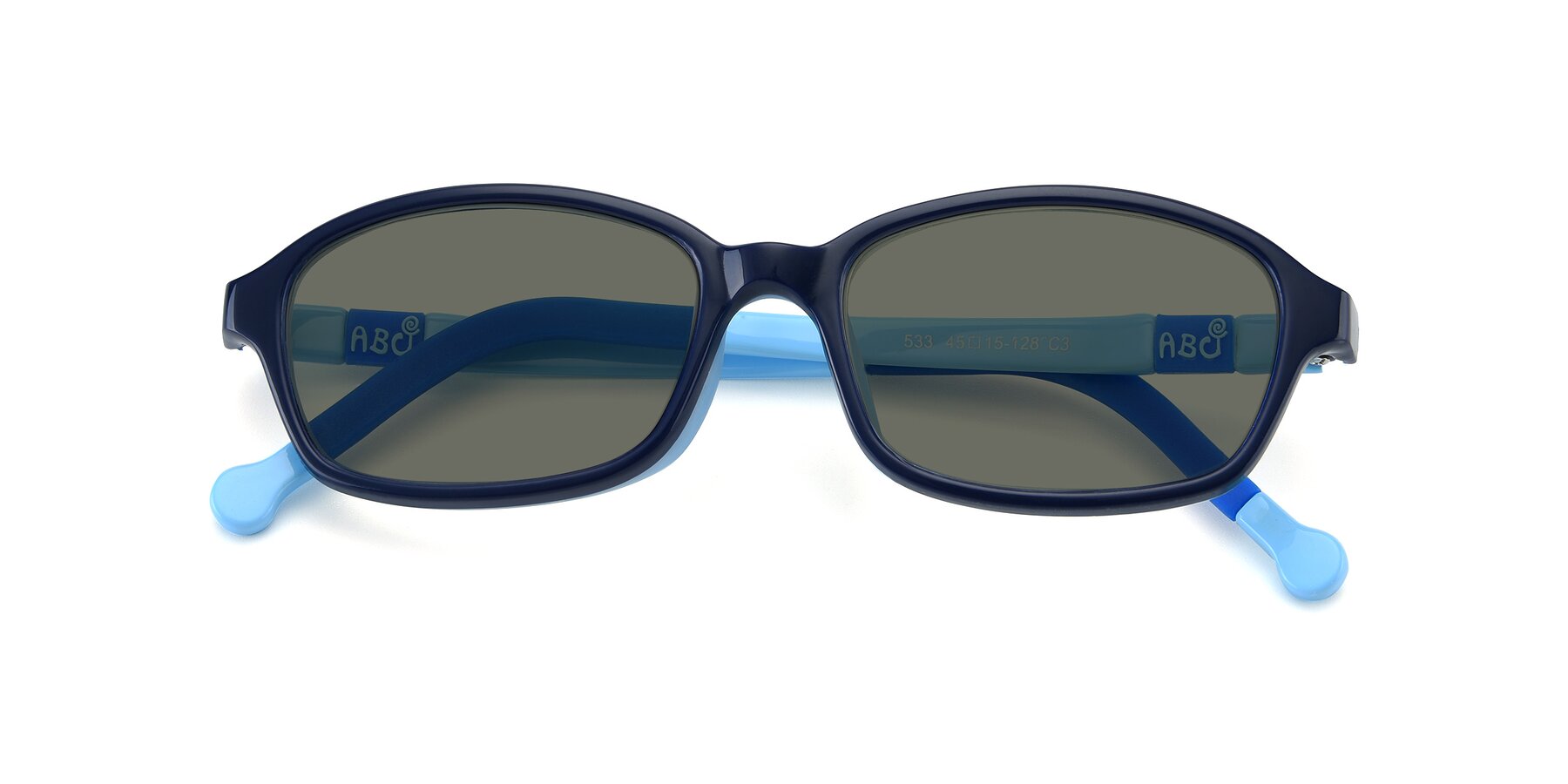 Folded Front of 533 in Black-Blue with Gray Polarized Lenses
