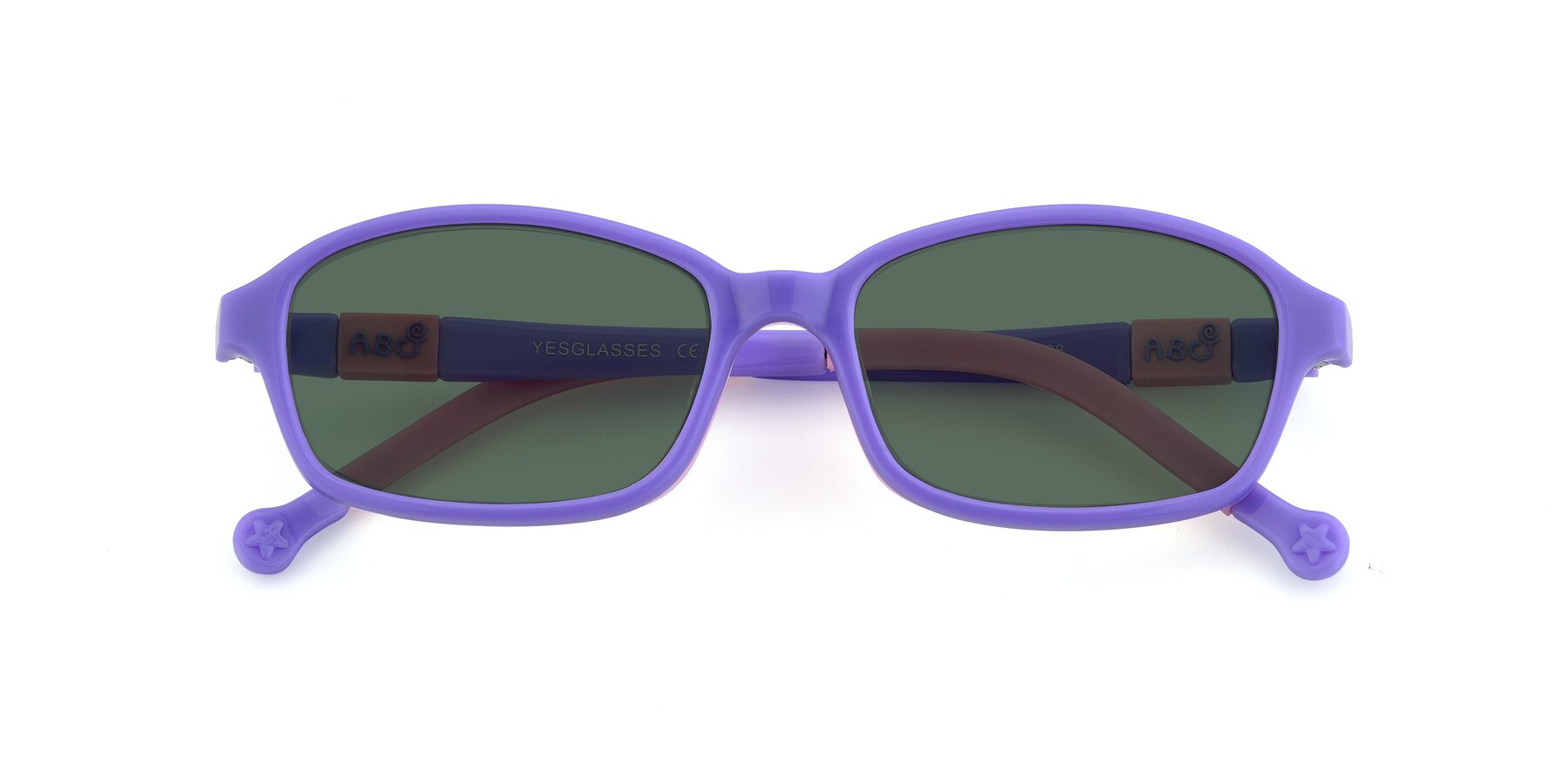 Folded Front of 533 in Purple-Pink with Green Polarized Lenses