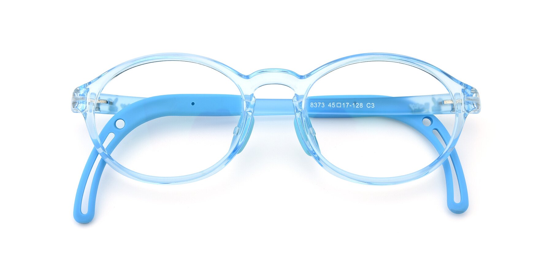 Folded Front of 8373 in Tranparent Blue with Clear Blue Light Blocking Lenses