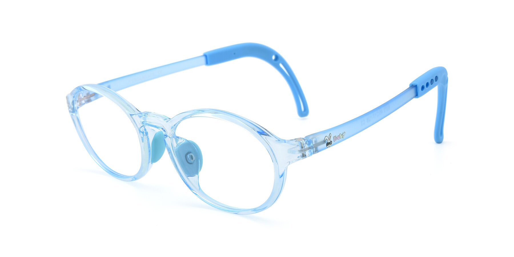 Angle of 8373 in Tranparent Blue with Clear Eyeglass Lenses