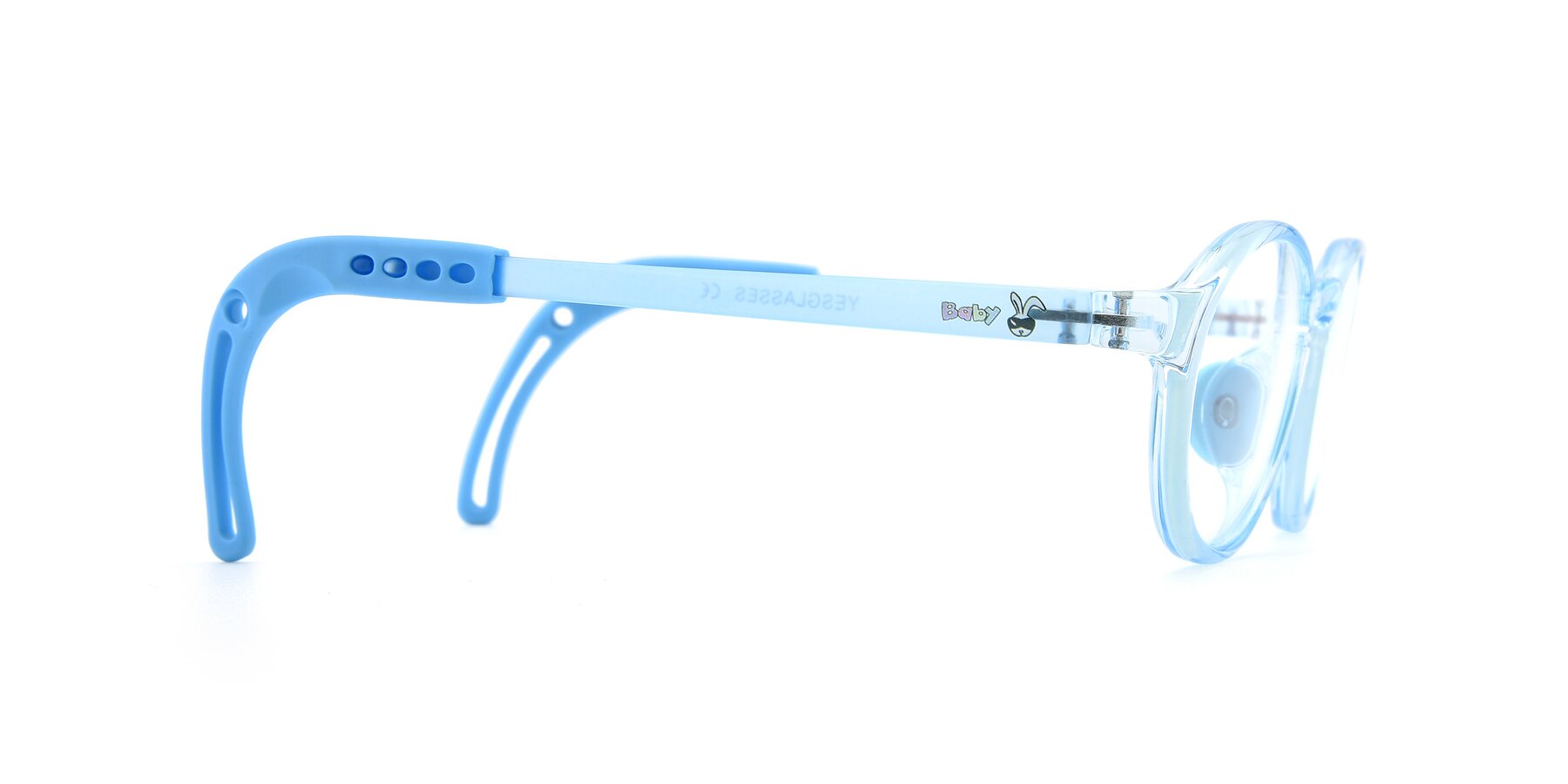 Side of 8373 in Tranparent Blue with Clear Blue Light Blocking Lenses