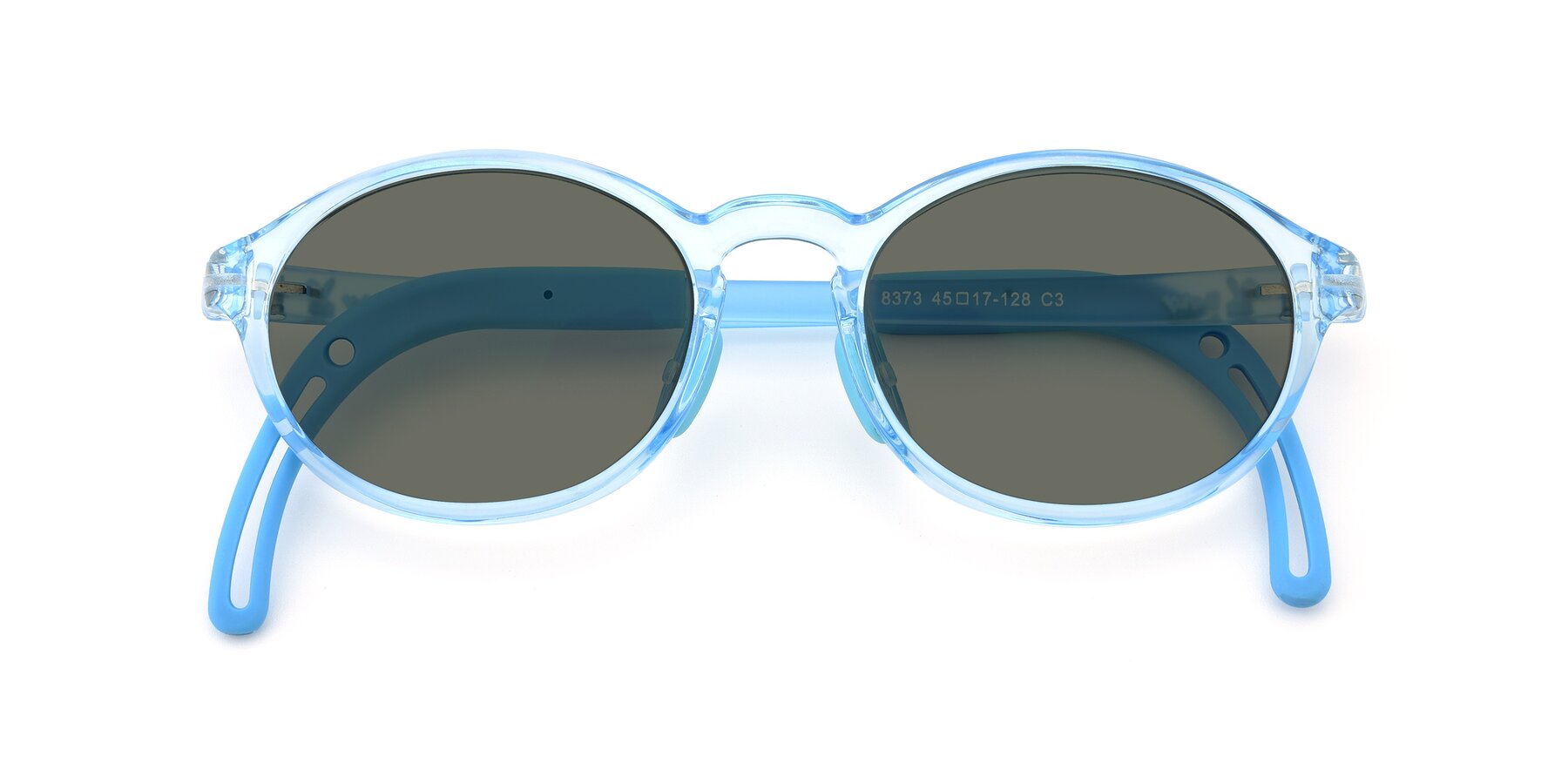 Folded Front of 8373 in Tranparent Blue with Gray Polarized Lenses