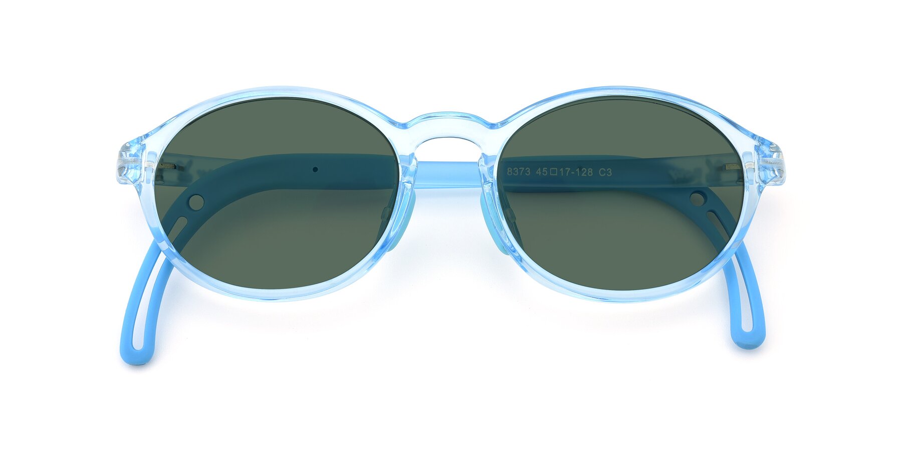 Folded Front of 8373 in Tranparent Blue with Green Polarized Lenses