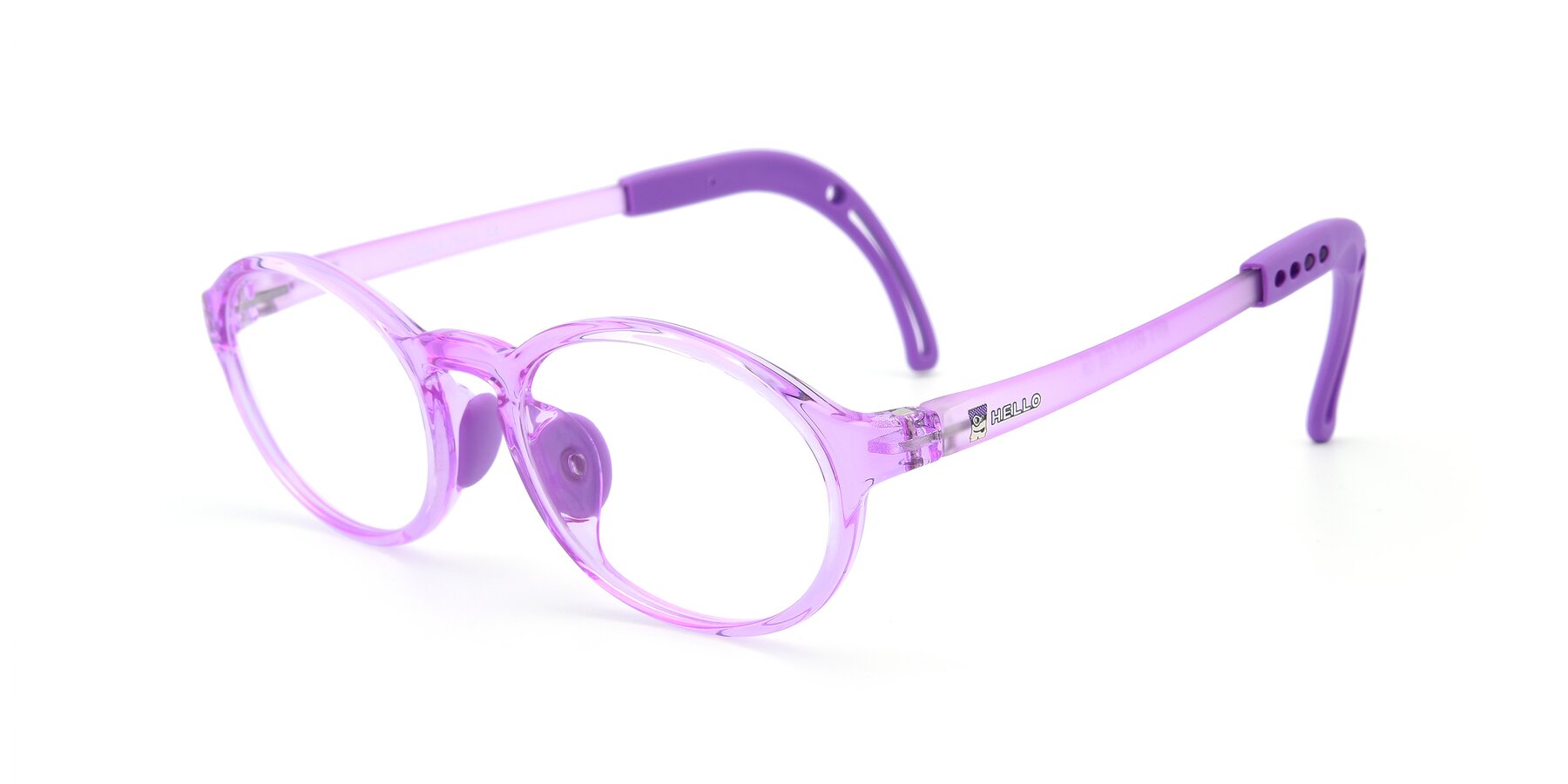 Angle of 8373 in Tranparent Purple with Clear Eyeglass Lenses