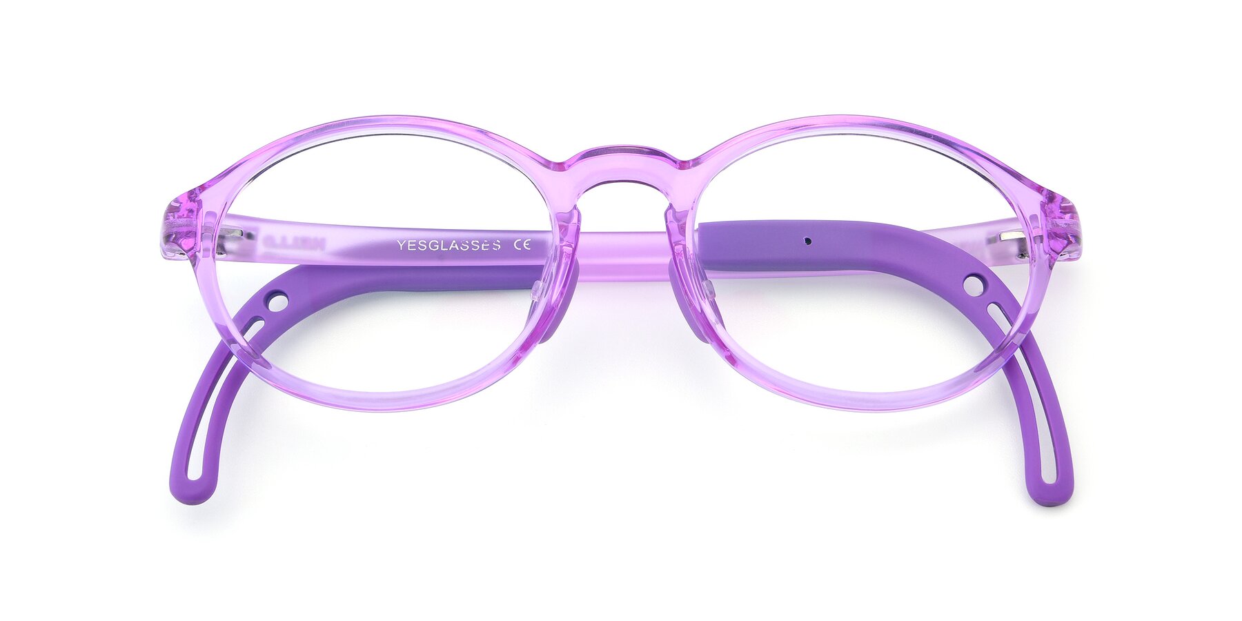 View of 8373 in Tranparent Purple with Clear Eyeglass Lenses