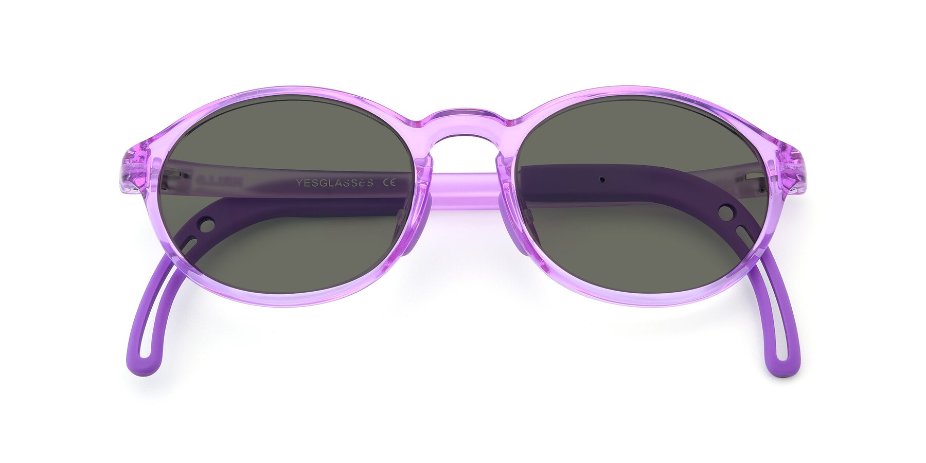 Folded Front of 8373 in Tranparent Purple with Gray Polarized Lenses