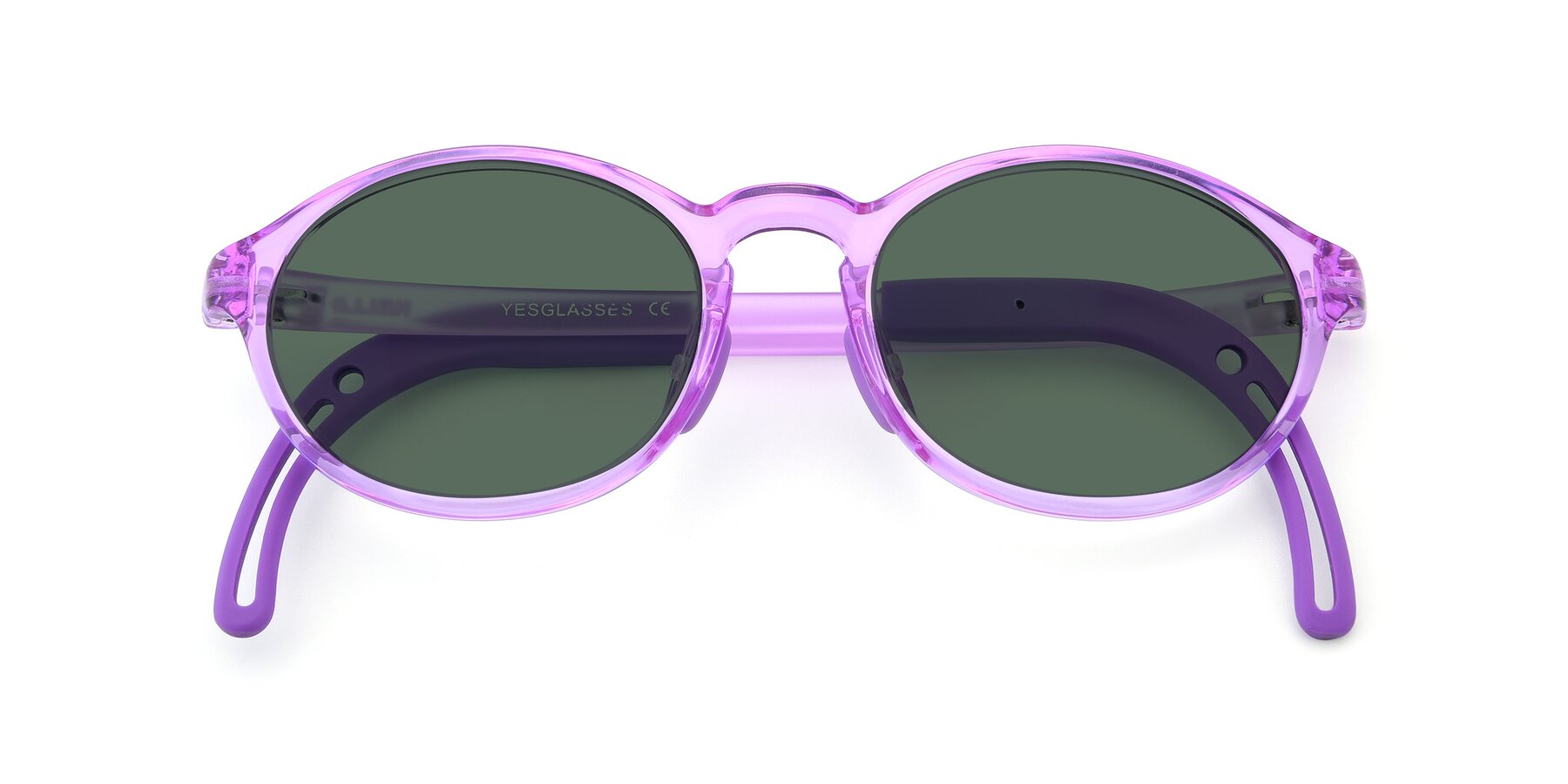 Folded Front of 8373 in Tranparent Purple with Green Polarized Lenses