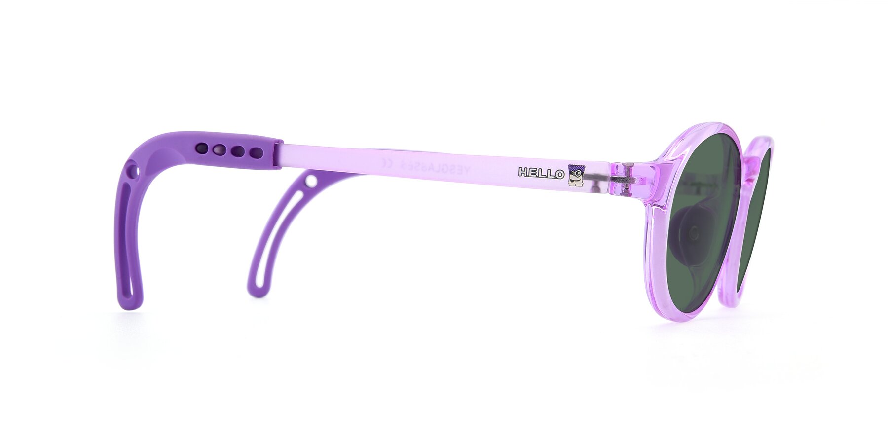 Side of 8373 in Tranparent Purple with Green Polarized Lenses