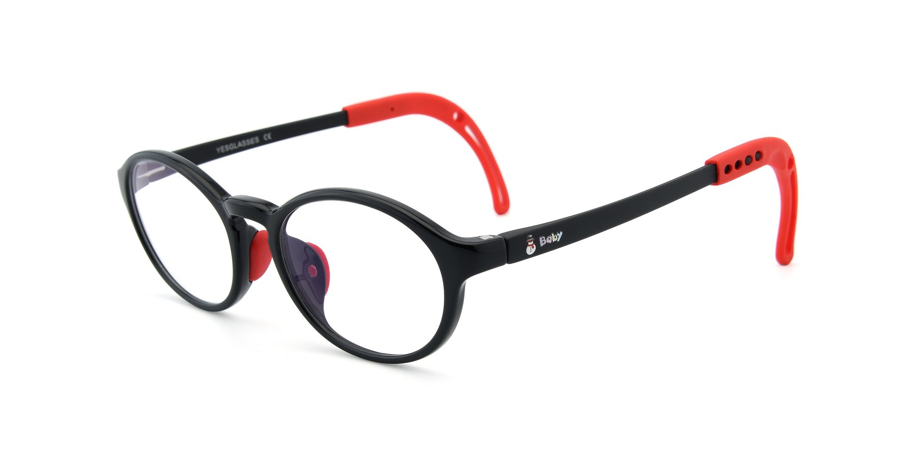 Angle of 8373 in Black-Red with Clear Eyeglass Lenses