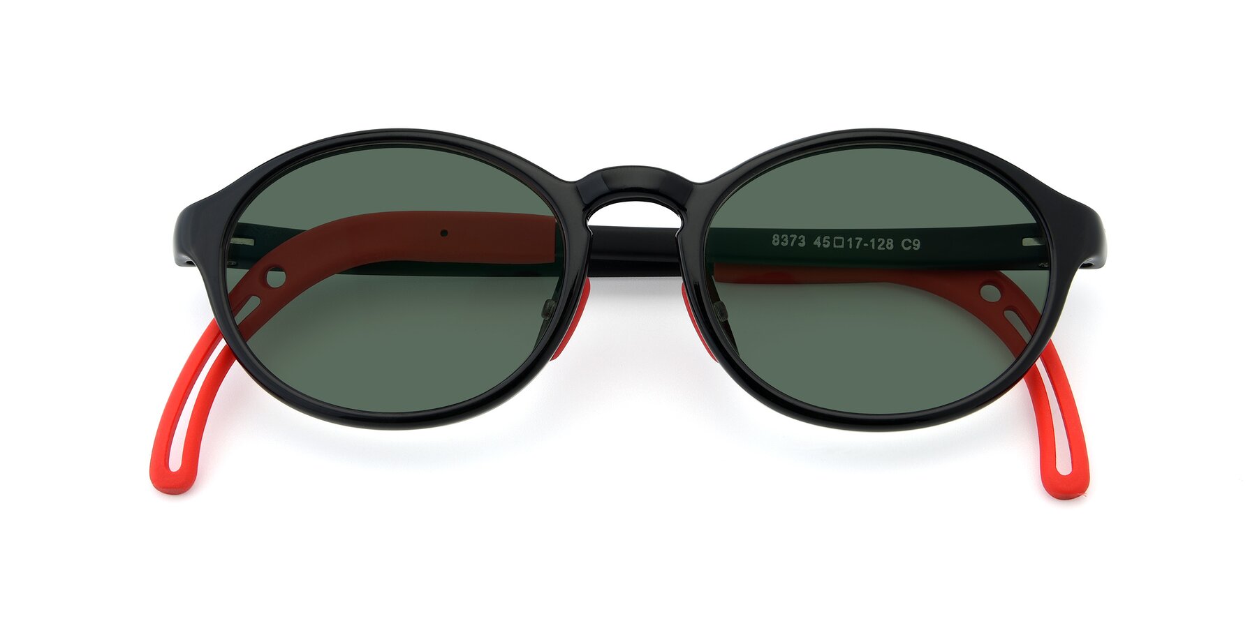 Folded Front of 8373 in Black-Red with Green Polarized Lenses