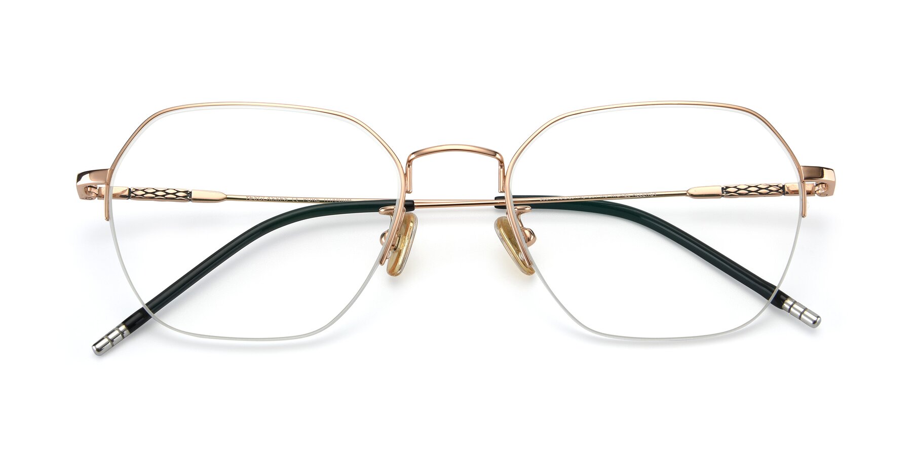 Folded Front of 90011 in Gold with Clear Reading Eyeglass Lenses
